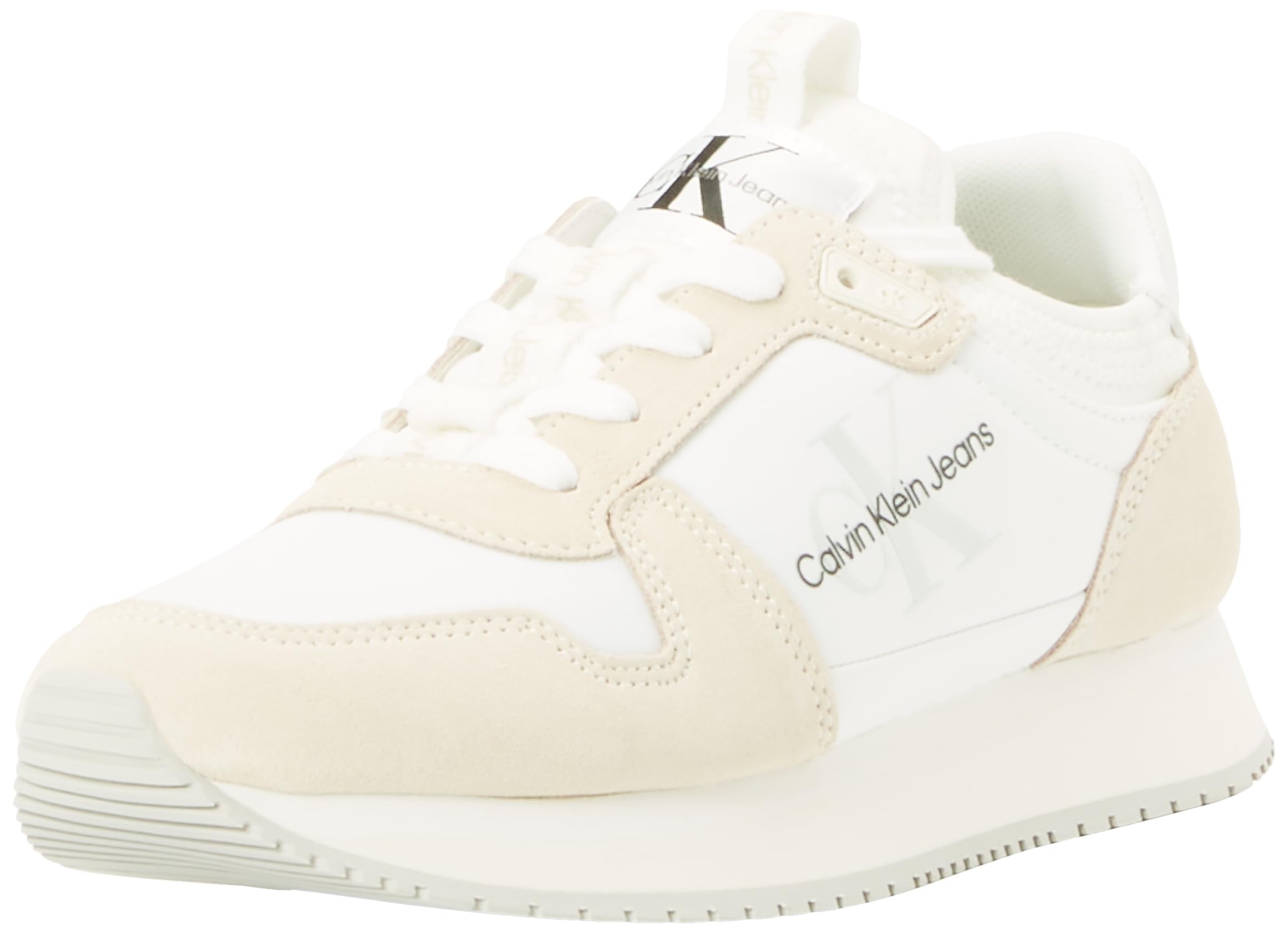 Calvin Klein Jeans Mujer Runner Sneaker Sock Laceup Zapatillas de deporte, Blanco (Bright White/Creamy White), 40