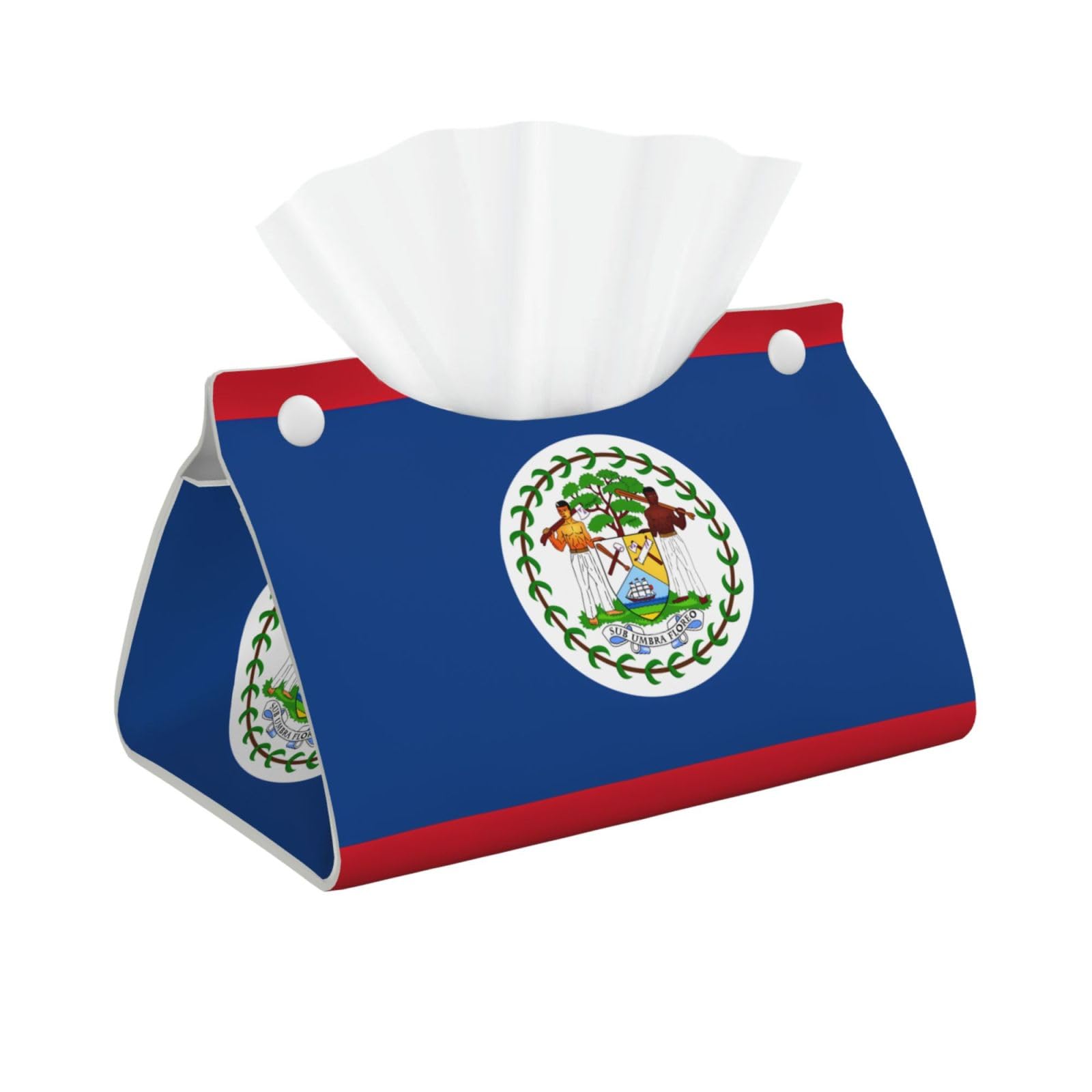Belize Flag Print Long Tissue Box Cover Holder Foldable Leather Organizer for Vanity, Nightstand, Desk & Bathroom