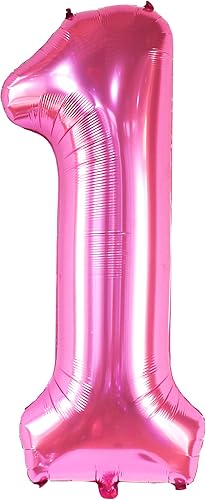 Miniatura 2 de KatchOn, Globo rosa intenso para el primer cumpleaños, 40 pulgadas, paquete de 2, pancarta de globos de feliz cumpleaños rosa, 16 pulgadas para