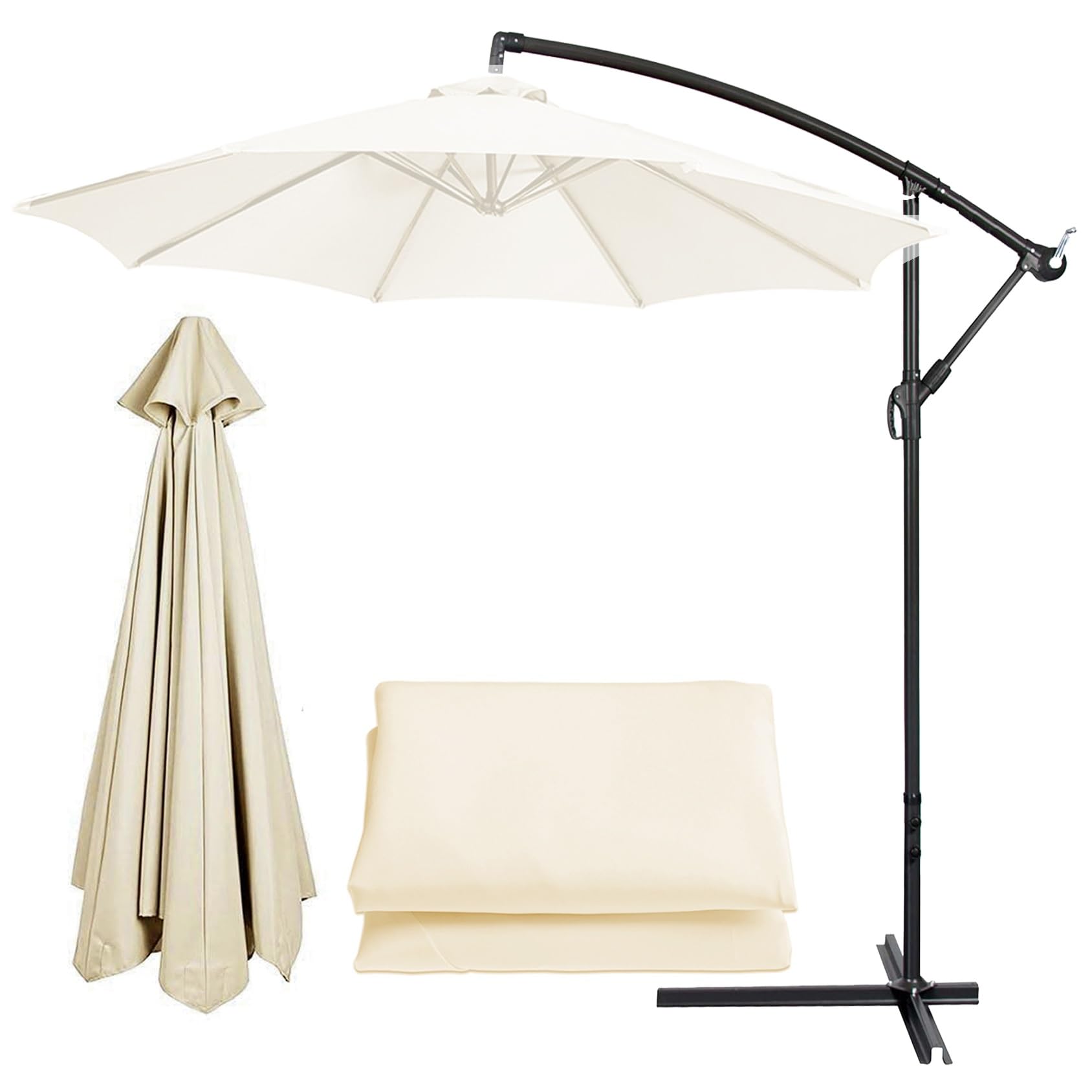 Replacement Parasol 6/8 Ribs Garden Patio Umbrella Fabric Canopy Cover - For Garden Patio Yard Beach Pool Market Table (2M/2.7M/3M) (Color : White, Size : 6 ribs-2m(6.5ft))