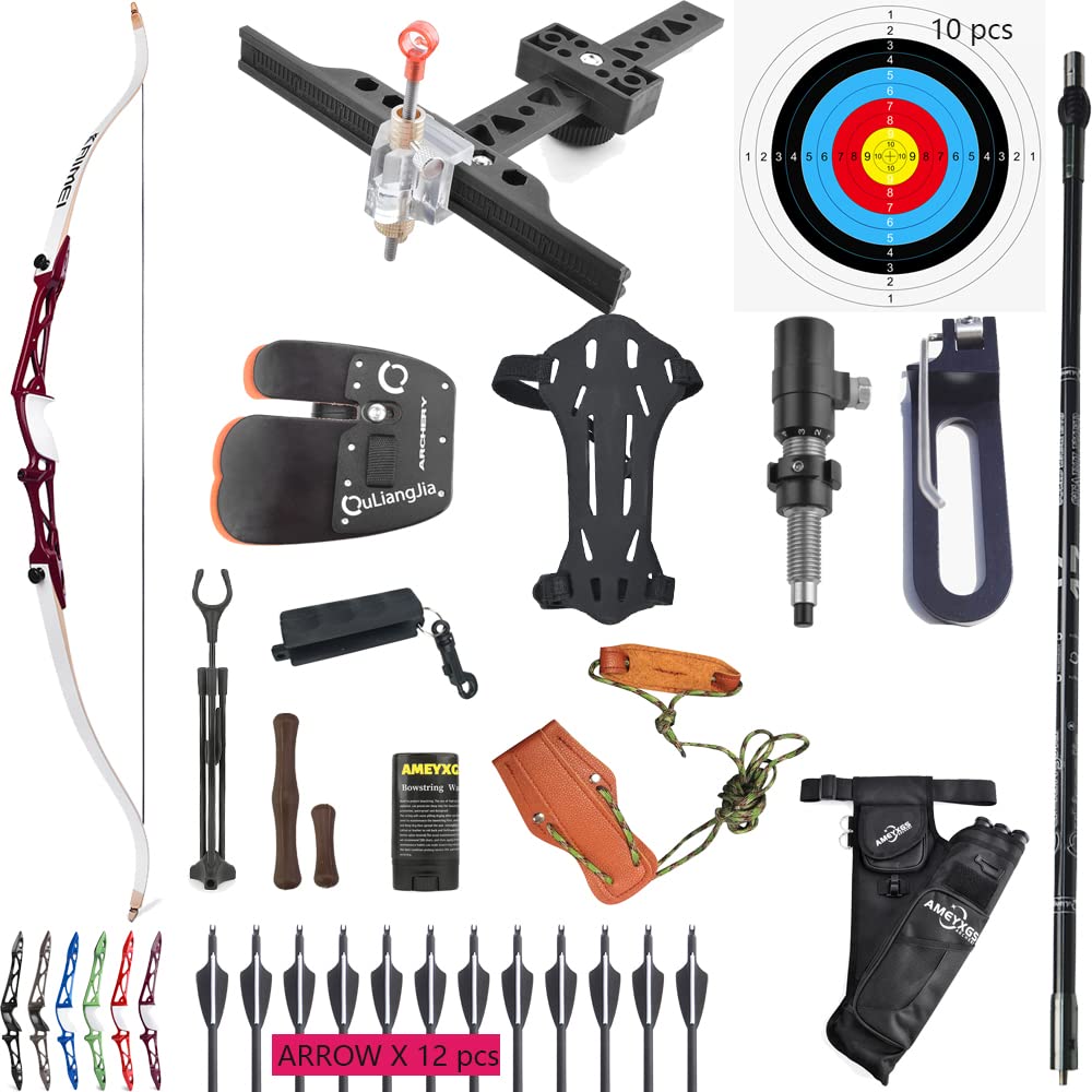 wolfman Bogenschießen Recurve Bogen Set Erwachsene 66/68/70 Zoll 12-40 lbs Bogen Pfeil Set Praxis Bogen Wettbewerb Bogen Jagd Bogen für Bogenschießen Club Schießwettbewerb RH