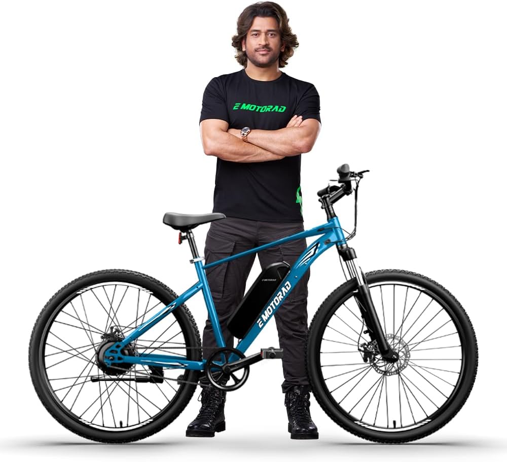 Unisex X1 Mountain Electric Cycle with Removable Battery, Front Light & Mudguard Included, 27.5inch Wheel Size, 90% Assembled (7.65Ah Battery, Blue)