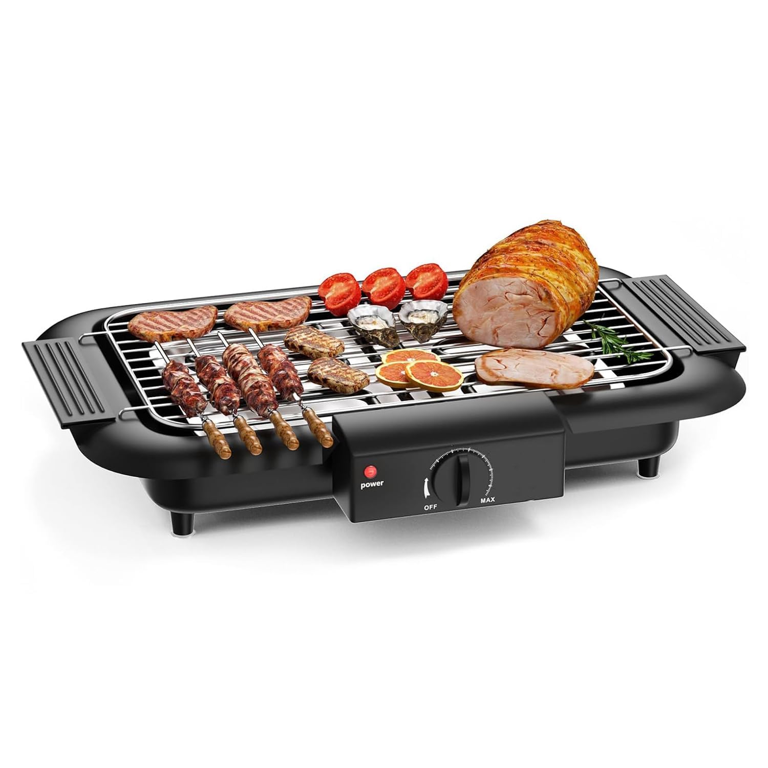 2000W Electric Smokeless BBQ Grill | Double Heating Tube System | Non-Stick Grilling Surface | Stainless Steel Tabletop Cooker for Indoor Kitchen, Home Dining & Party Use | Black Finish-image-22