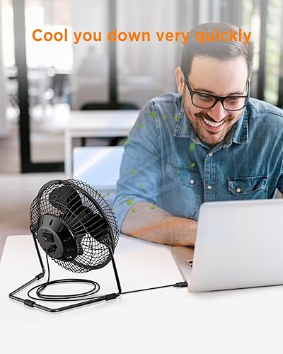 Miniatura 6 de EasyAcc Ventilador de escritorio USB de 6 pulgadas, pequeño ventilador de escritorio USB, pequeño flujo de aire silencioso y ventilador de