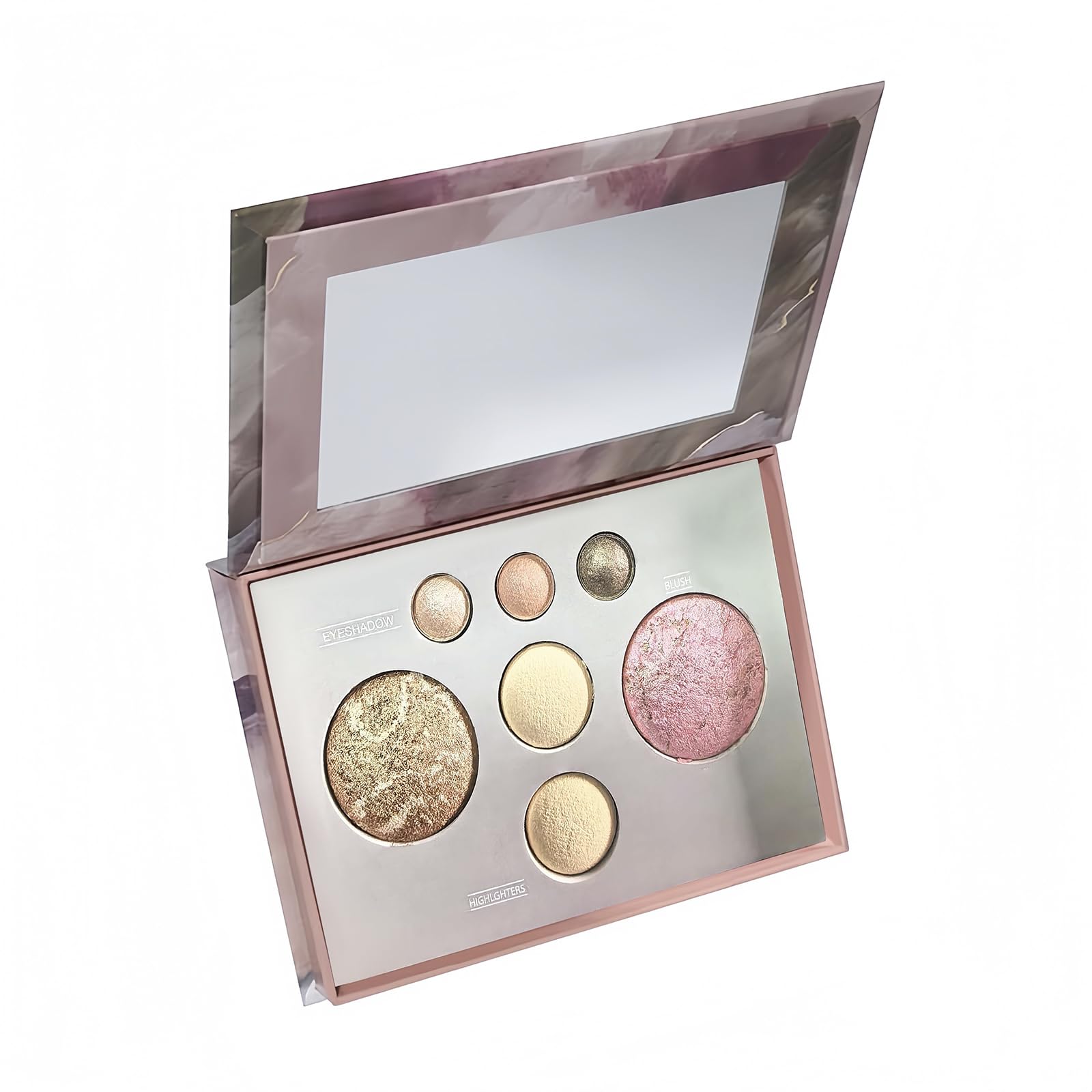K'APEINE Paleta de maquillaje todo en uno, sombra de ojos marrón oscuro, subrayador de colorete y bronceador, paleta de polvos horneados neutros, pigmento hign, kit de maquillaje de cara completa para