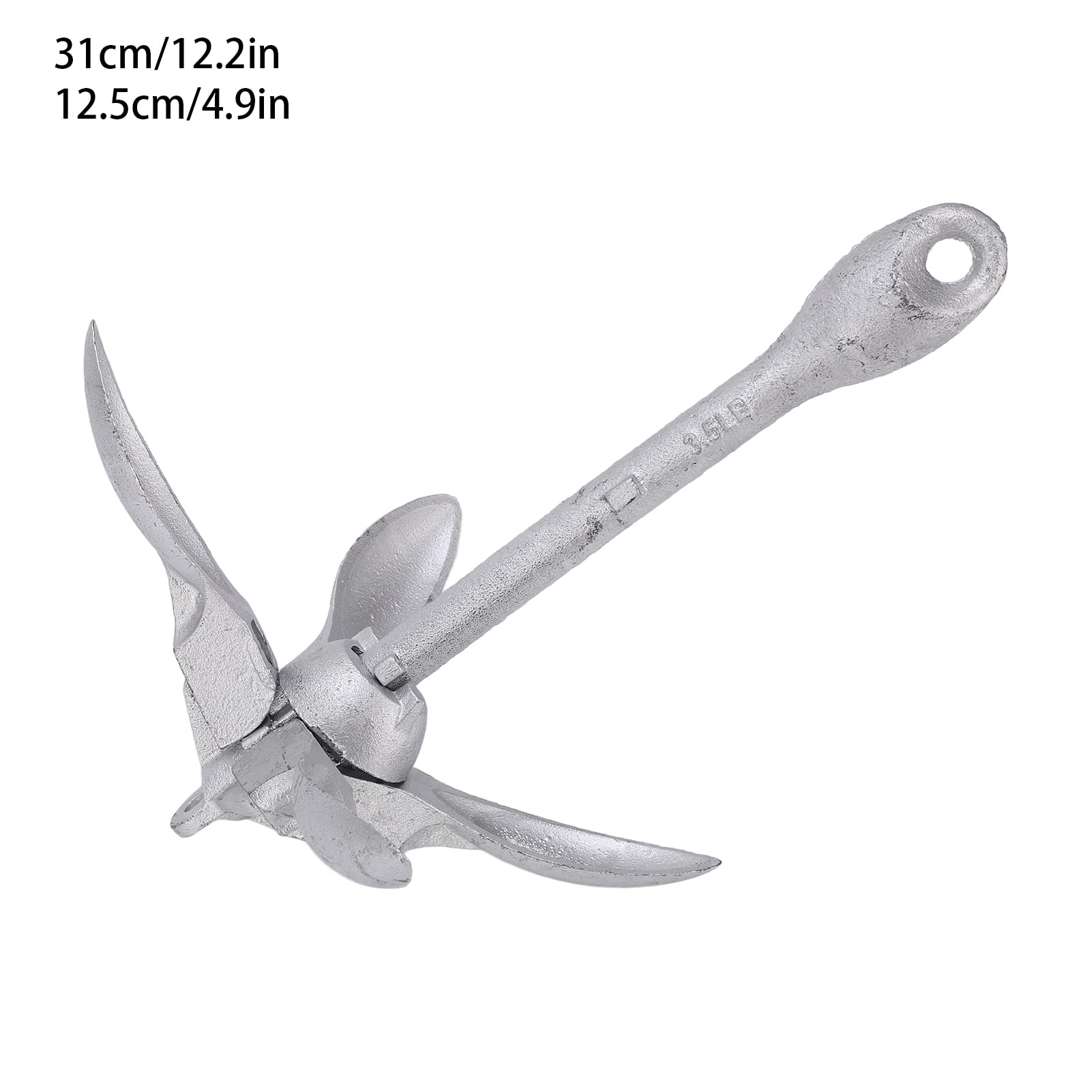 Ancora Grappino Pieghevole, Ancora Pieghevole Zincata con Artigli a 4 Ganci, Ancora Ombrello Bloabile da 52,7 Once per Piole Barche, Kayak, Yacht