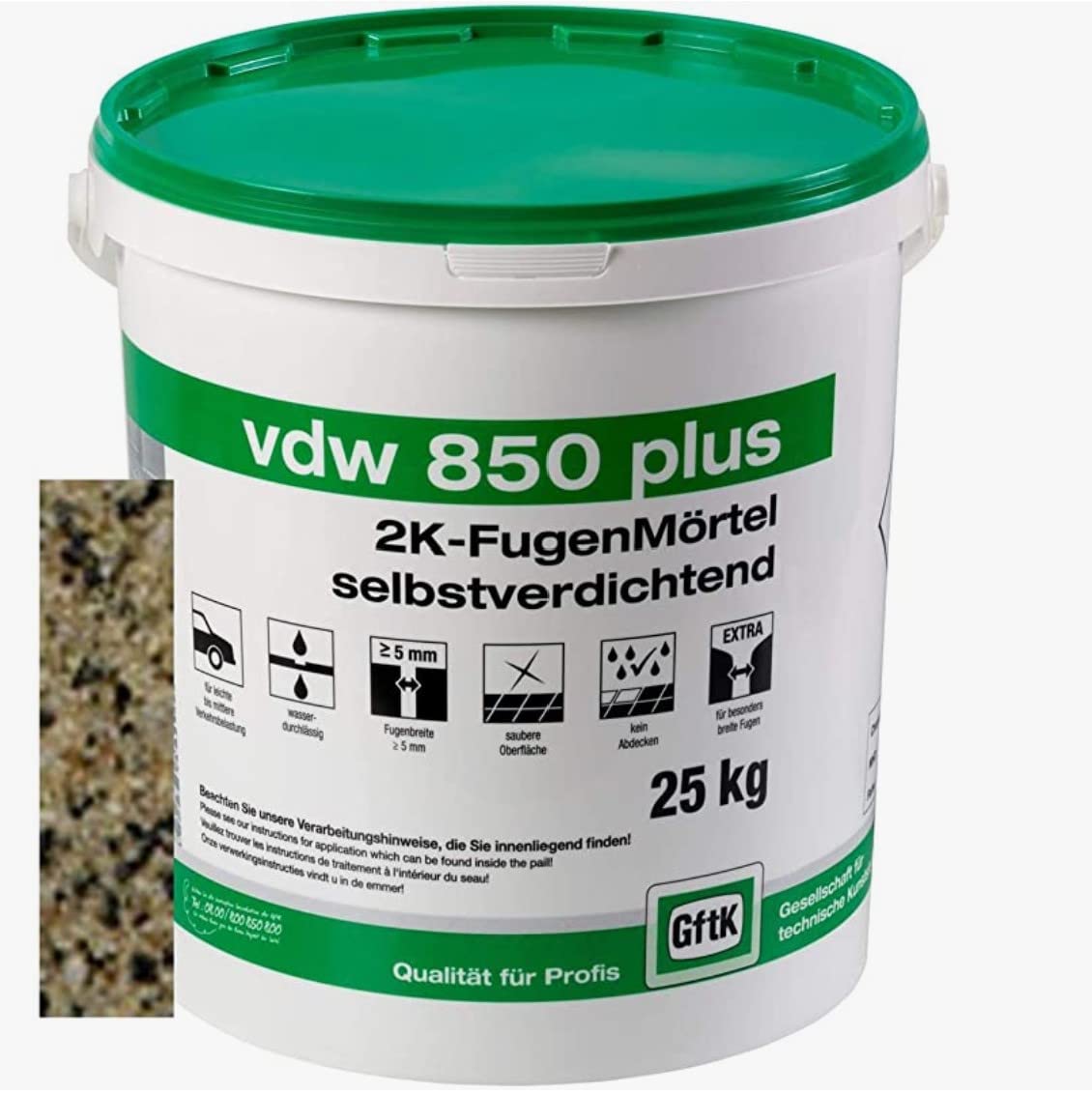 Gftk Vdw 850 Plus 2K Fugenmörtel 25kg/Eimer Steingrau