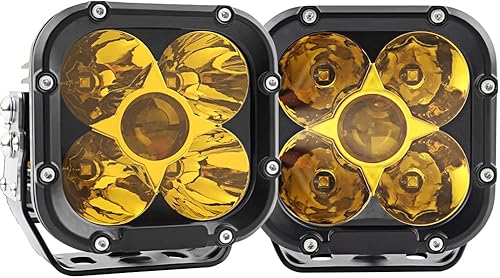 Luces ámbar para todo terreno, luz LED de zanja de 4.6 pulgadas con luz de conducción ámbar DRL de 140 W con conector DT compatible con Jeep