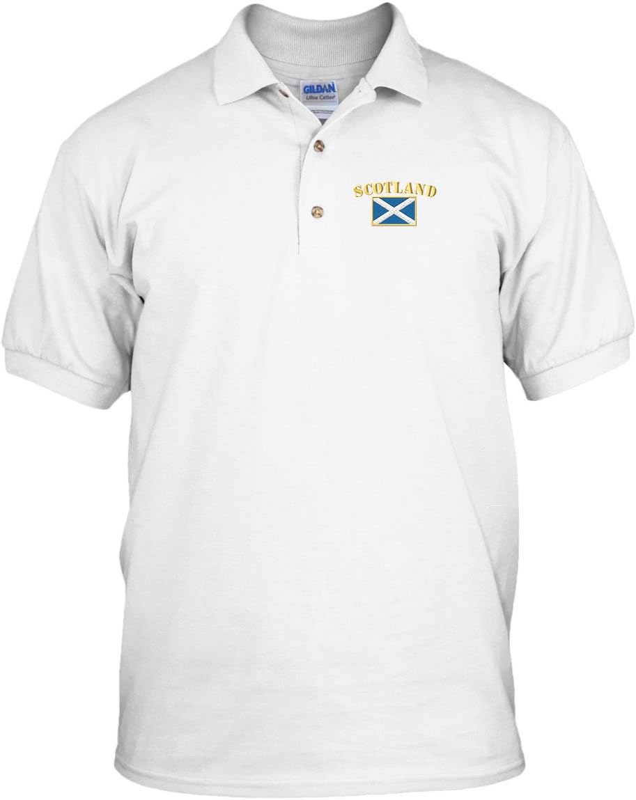 Speedy Pros Scotland Flag Embroidery Embroidered Golf Polo Shirt Navy 2X-Large