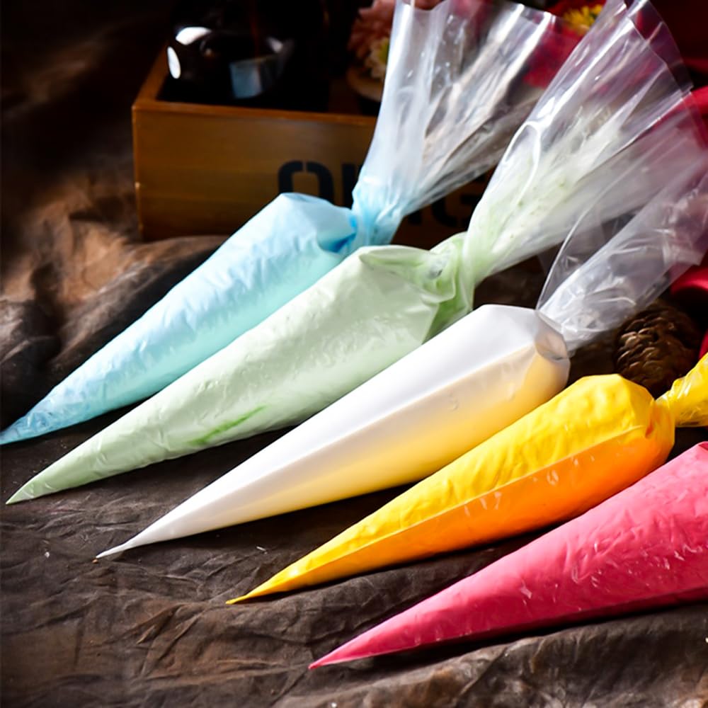 HEIHAK 200 Pcs Blue Piping Bags, 21 Inch Large Cake Piping Bags, Decorating Bags For Baking, Cake And Dessert Making