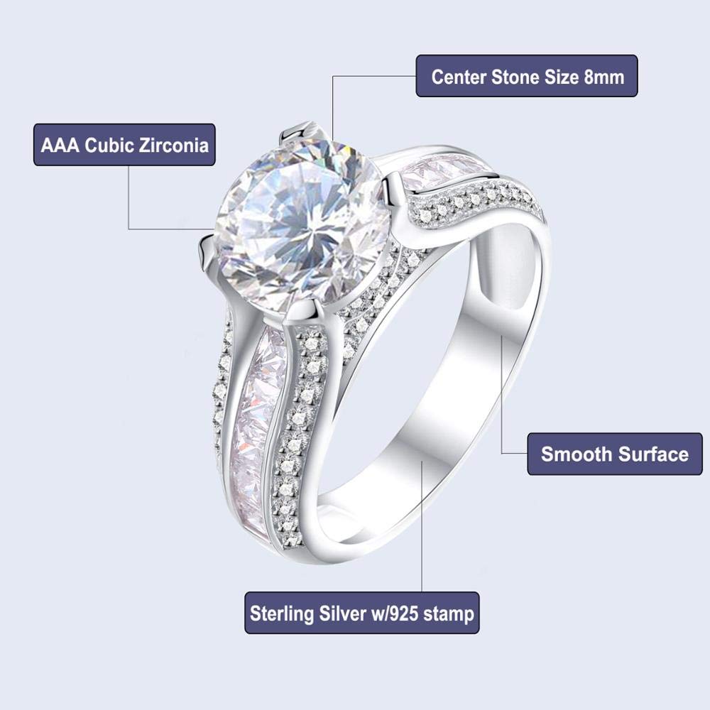 925 Sterling Silber Hochzeit Verlobungsring 2 Kt Rund Weiß Aaaaa Cz Modisches Design Schmuck Für Frauen