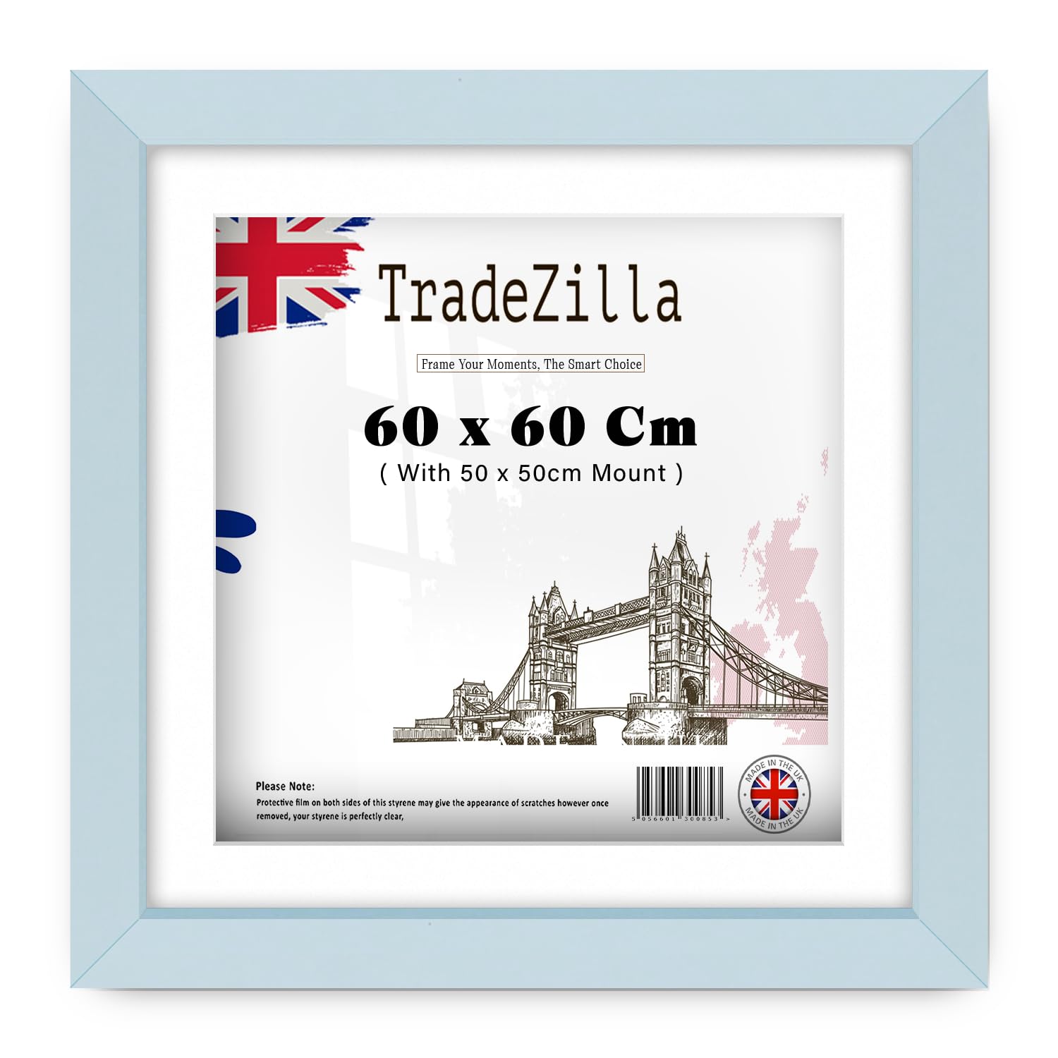 TradeZilla | Medium (60 x 60 Cm) Light Grey Poster Frame with 50 x 50 Cm White Mount Wedding Photographs Display 24 x 24 Frame [ Light Grey ] — image 1