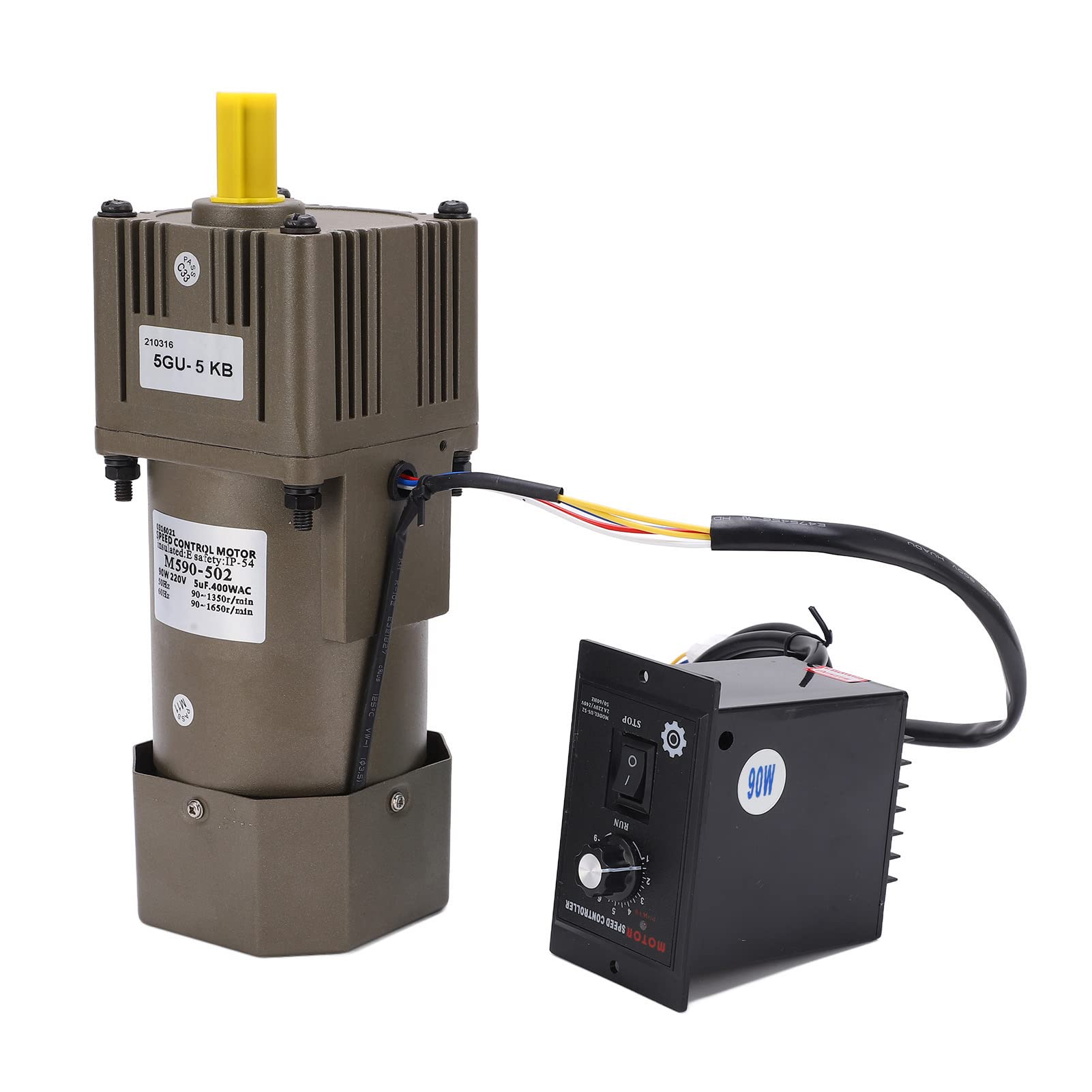 Motor de engranaje eléctrico, CA 220V 90W Velocidad ajustable de desaceleración del motor de engranaje asíncrono monofásico(5k)