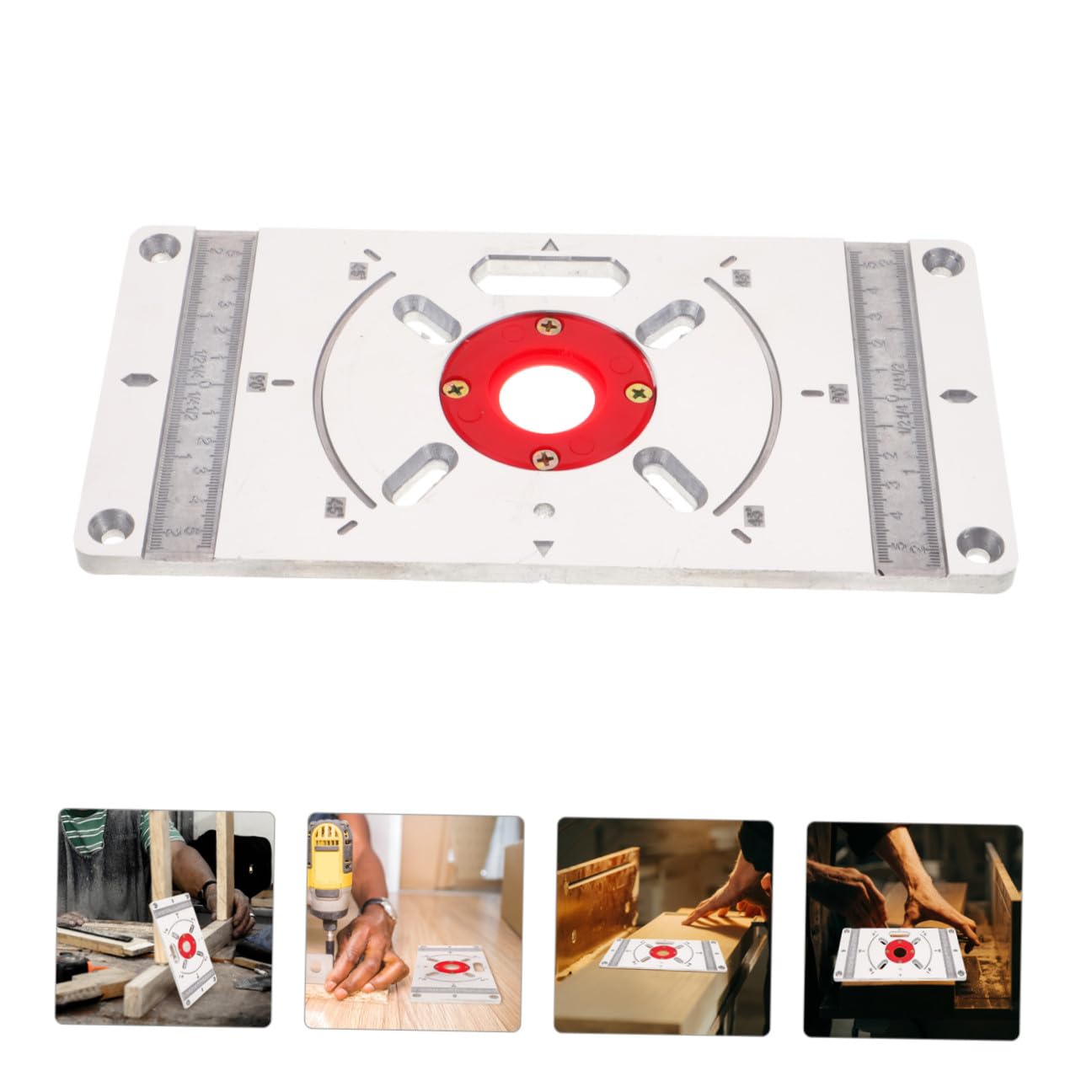 Piastra Router Inserto Argento in Metallo e Plastica per Lavorazione Legno
