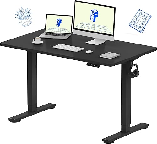 FLEXISPOT EN1 One-Piece Standing Desk, Electric Adjustable with 4 Memory Presets, 176 LBS Capacity, Stable & Quiet, Seamless Desktop for Home Office & Dual Monitors, 48"x24" Black