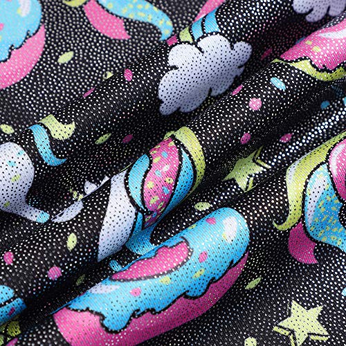 Image of HOZIY Gymnastics Leotards for Girls with Shorts Toddlers Biketards Rainbow Unicorn Dinosaur Mermaid Leopard Flower Galaxy