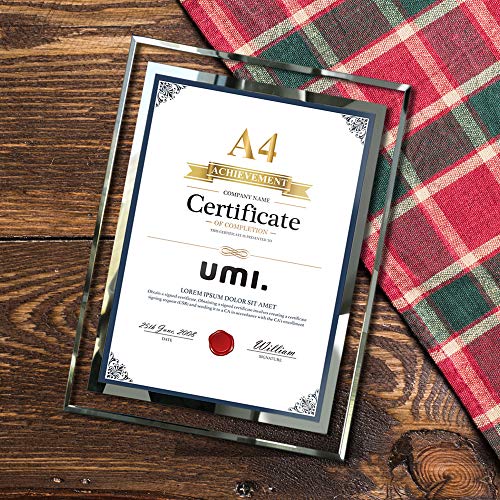 Dokumentrahmen aus Glas DIN A4 Glasbilderrahmen 21x29,7 cm für Urkunde und Zertifikate