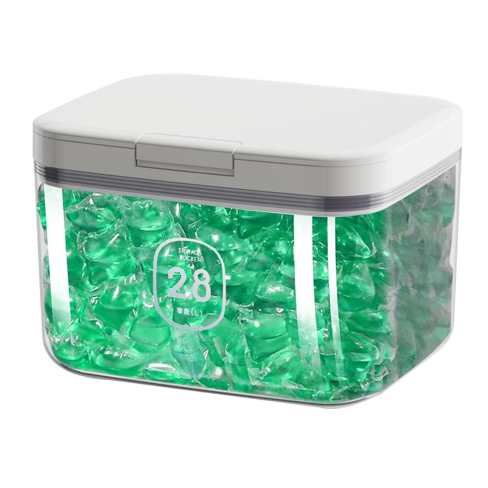 Gzsekken Laundry Pods Storage Container,Washing Powder Pods Storage with Lid One-Click Pop-Up Design Large Laundry Storage Container Clear Plastic Dishwasher Pod Holder Bath Laundry Organization,2.8L
