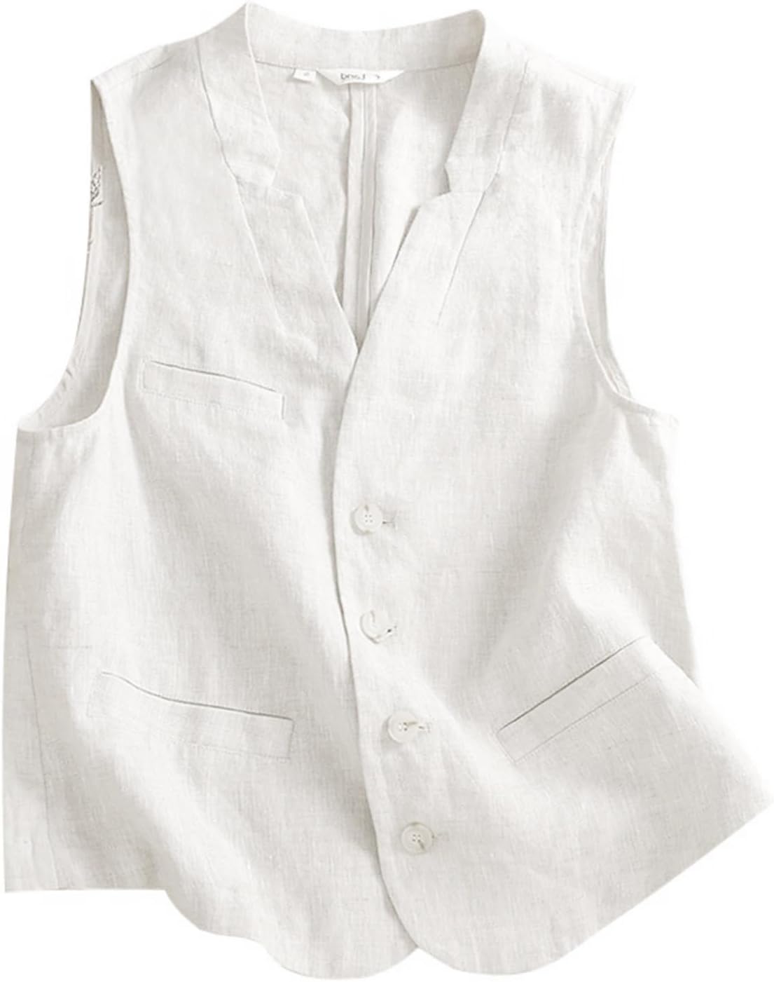 MINTLIMIT Women's Linen Vest Casual Sleeveless V-Neck Button Down Blazer Lightweight Business Jacket Waistcoat Vest