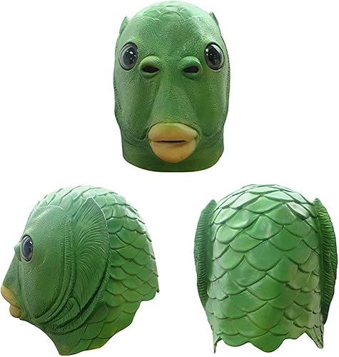 Miniatura 2 de Disfraz de Halloween con cabeza de pez máscara de fiesta de animales lindos de cabeza completa accesorios de cosplay de látex para adultos