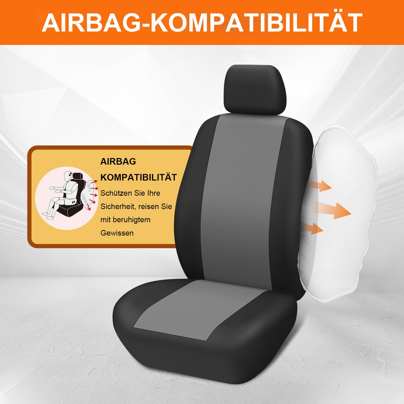 TOYOUN Van-Sitzbezüge, zweifarbig, universal, passend für die meisten Vans, LKWs, Einzel-, Doppel-, Auto-Vordersitzbezüge für Einzelfahrer und Doppel-Beifahrersitz, 2 + 1 Autositz-Zubehör, Schwarz und