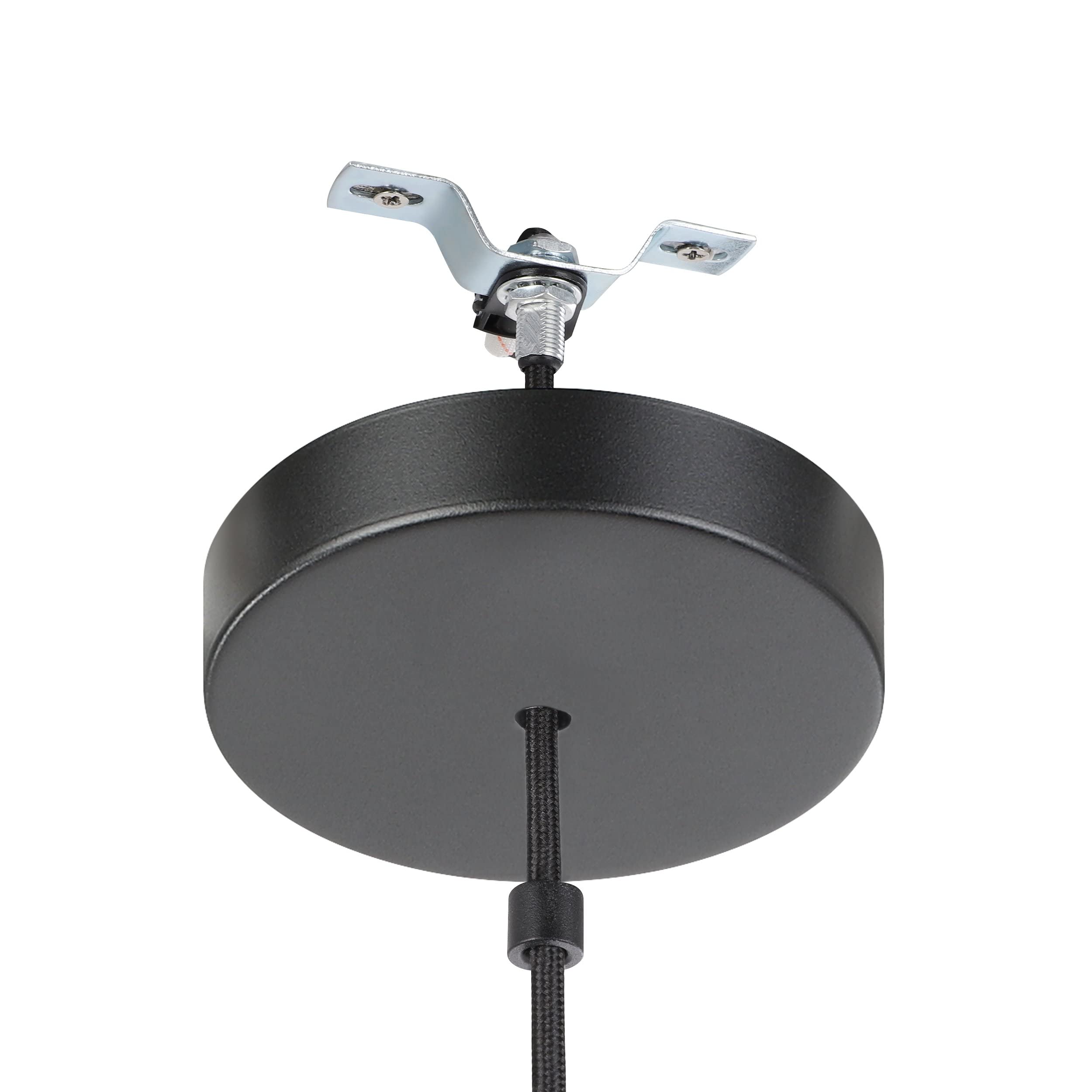 Eglo Suspension luminaire Mantunalle, lampe de plafond suspendue, lustre | salon ou salle à manger en métal noir et verre blanc, douille E27, Ø 20 cm