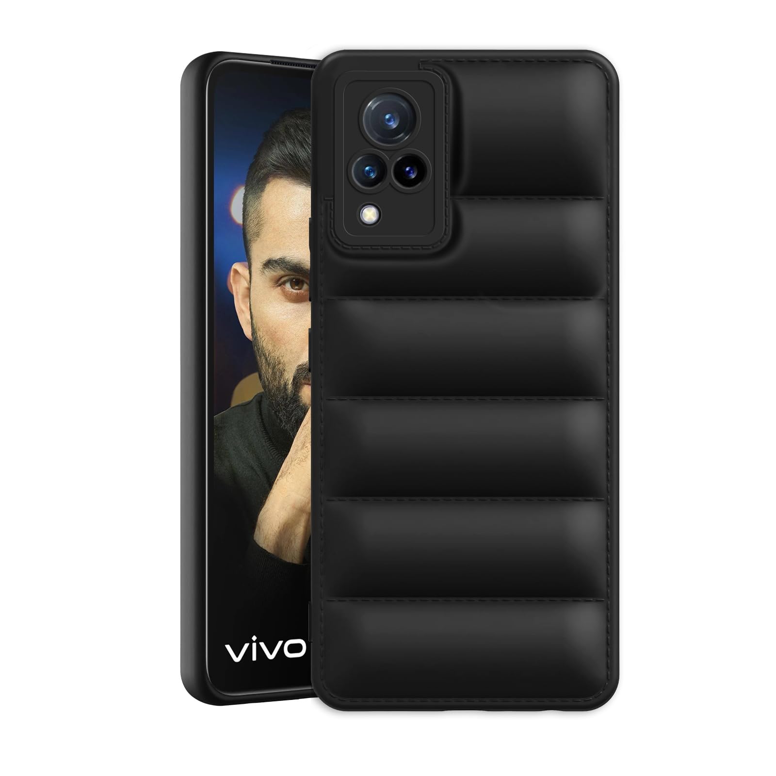 Amazon Brand - Solimo Puffer Case Camera Protection Soft Back Cover for Vivo V21 5G - Black (B0CV55LWMW) Amazon Price History, Amazon Price Tracker