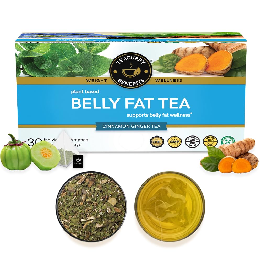 Belly Fat Tea(1 Month Pack, 30 Herbal Tea Bags)- Helps With Belly Fat, Water Weight, Bloating, 60 Gms