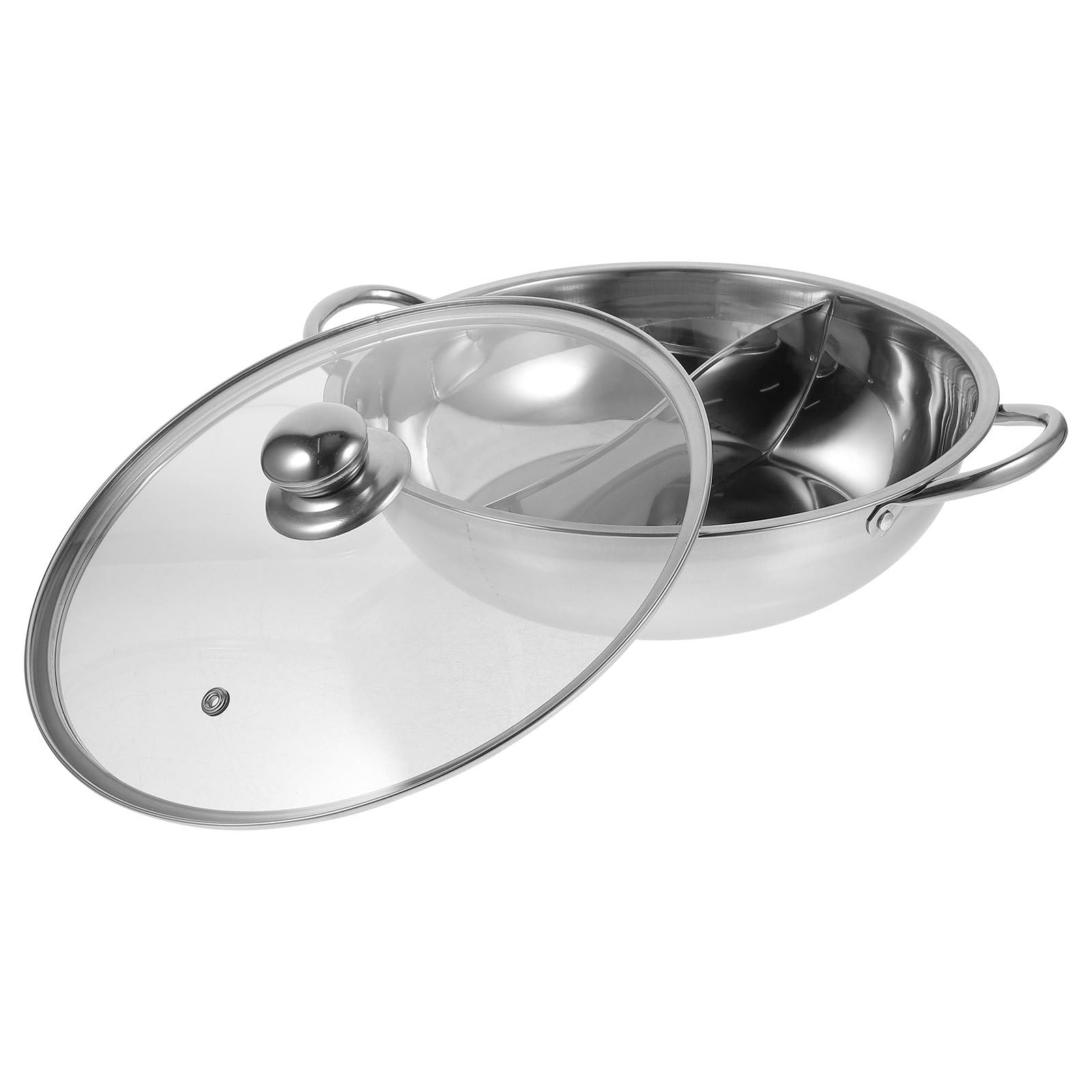 Casserole hot pot chinois en acier inoxydable de qualité supérieure argenté double zone