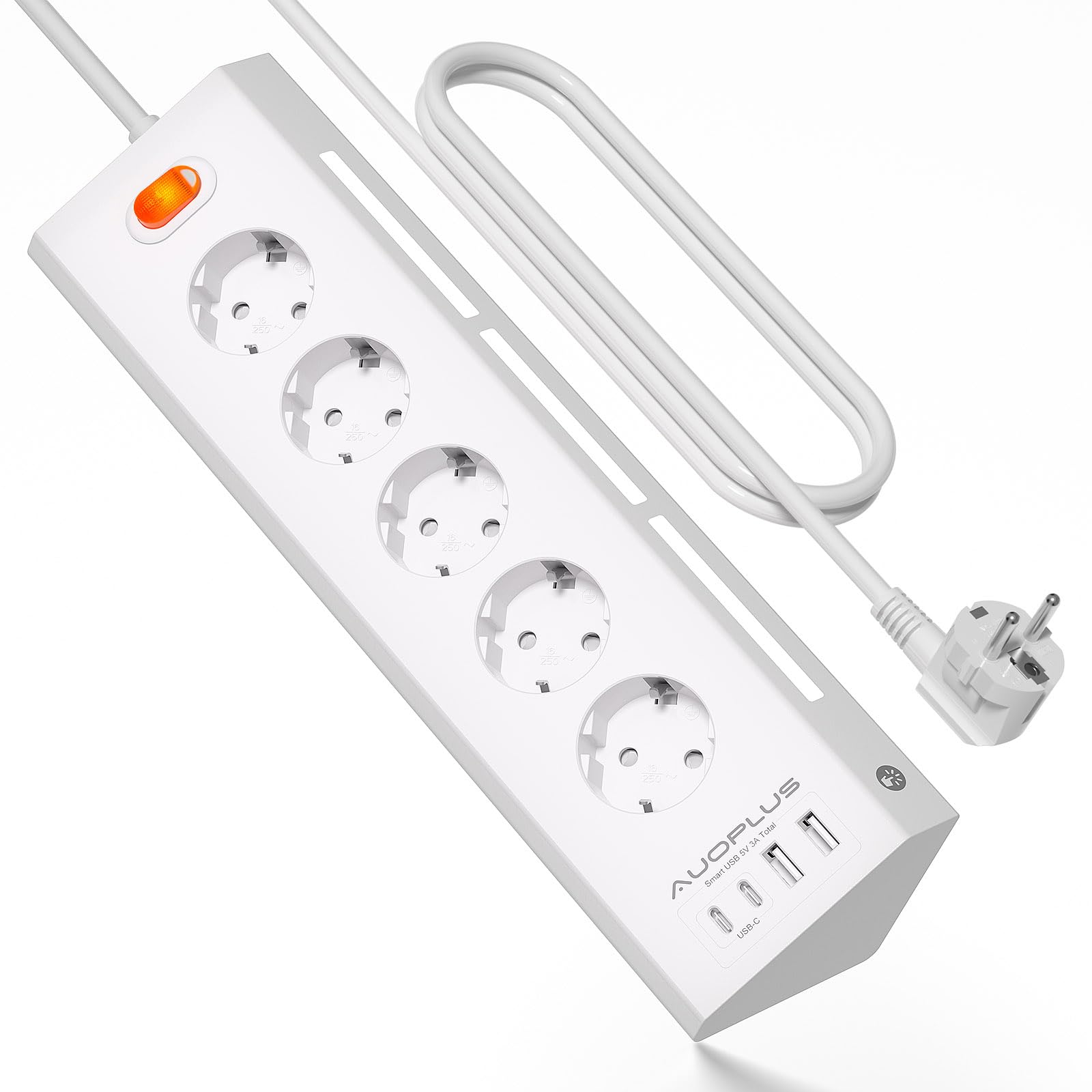 Regletas Enchufes con USB Multiple con 5 Toma de Corriente y 4 USB Puertos