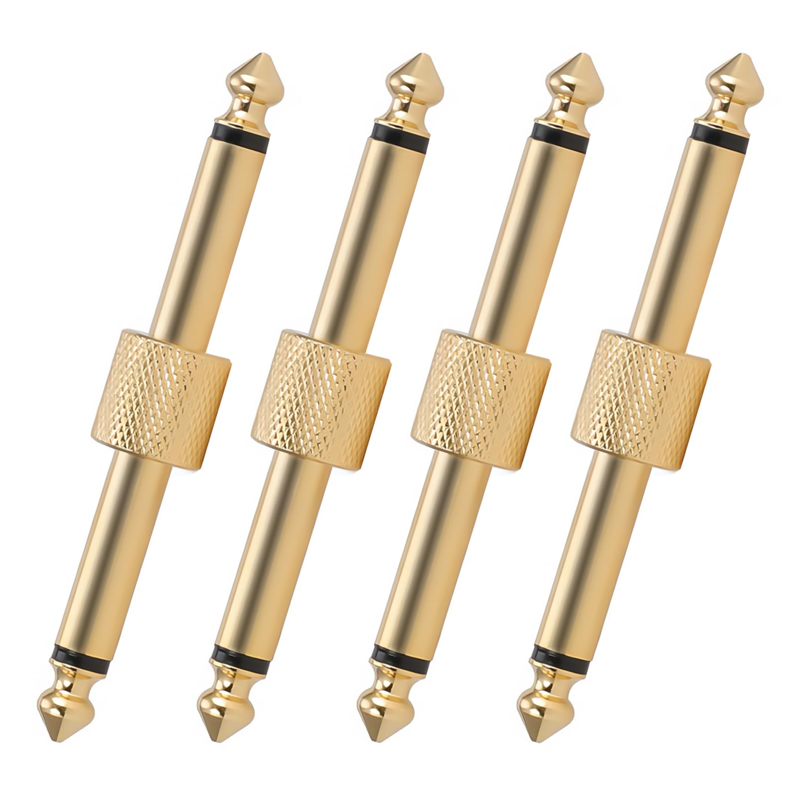 Musiin Guitar Single Block Connection Line Audio Jack Connector Straight Gold Effects Pedal Ultra Short Patch Cable (4 Sets)