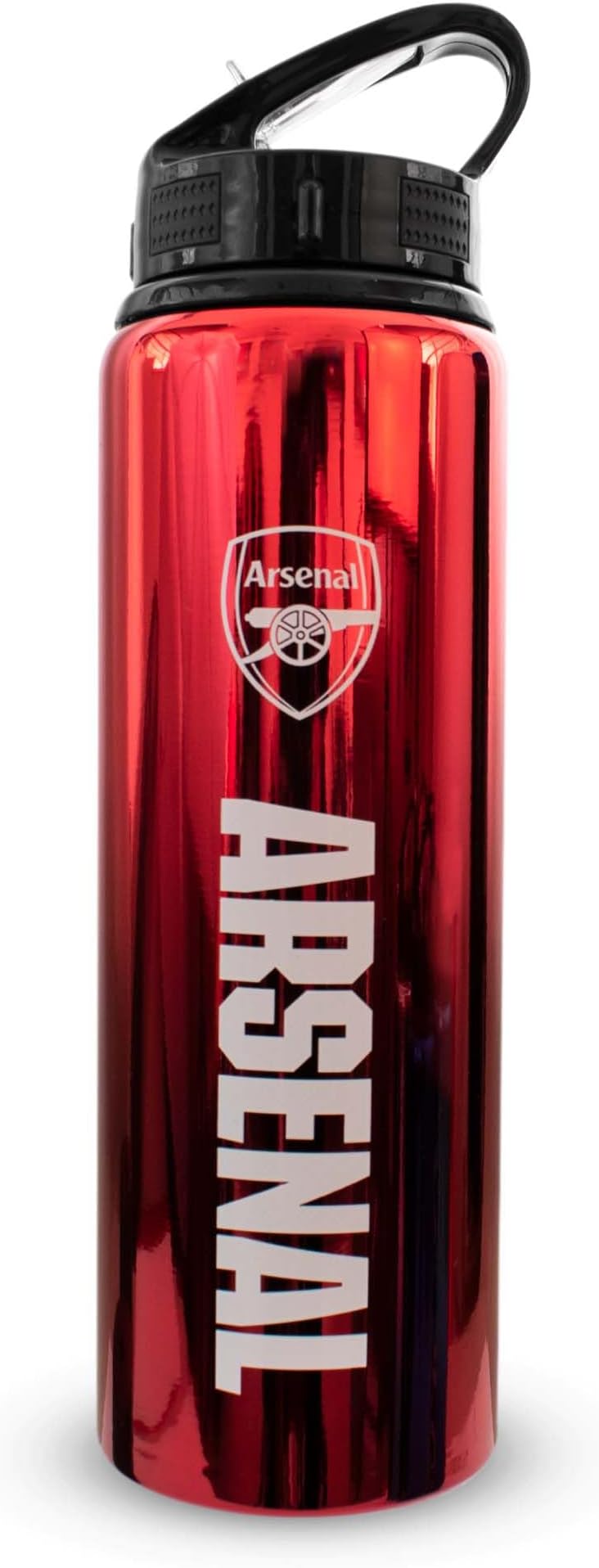Officially Licensed Arsenal F.C 750ml Aluminium UV Bottle ,Integrated Folding Straw, Neochrome Finish, Leakproof, Lightweight, BPA Free, Gunners, Red