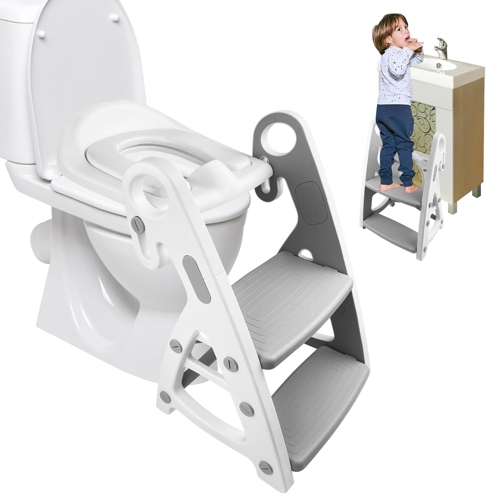 Gris Reducteur Toilette Enfant Marche Pied Toilette Abattant WC