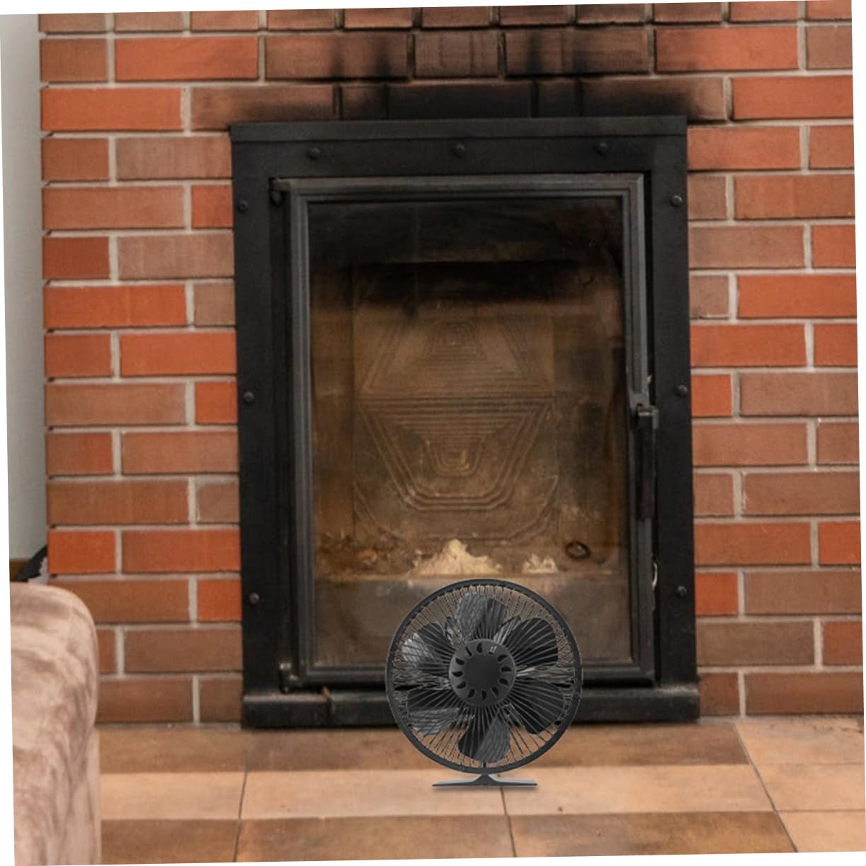 ABOOFAN Ventilatore per Stufa a Legna 6 Pale in Lega di Alluminio Nero