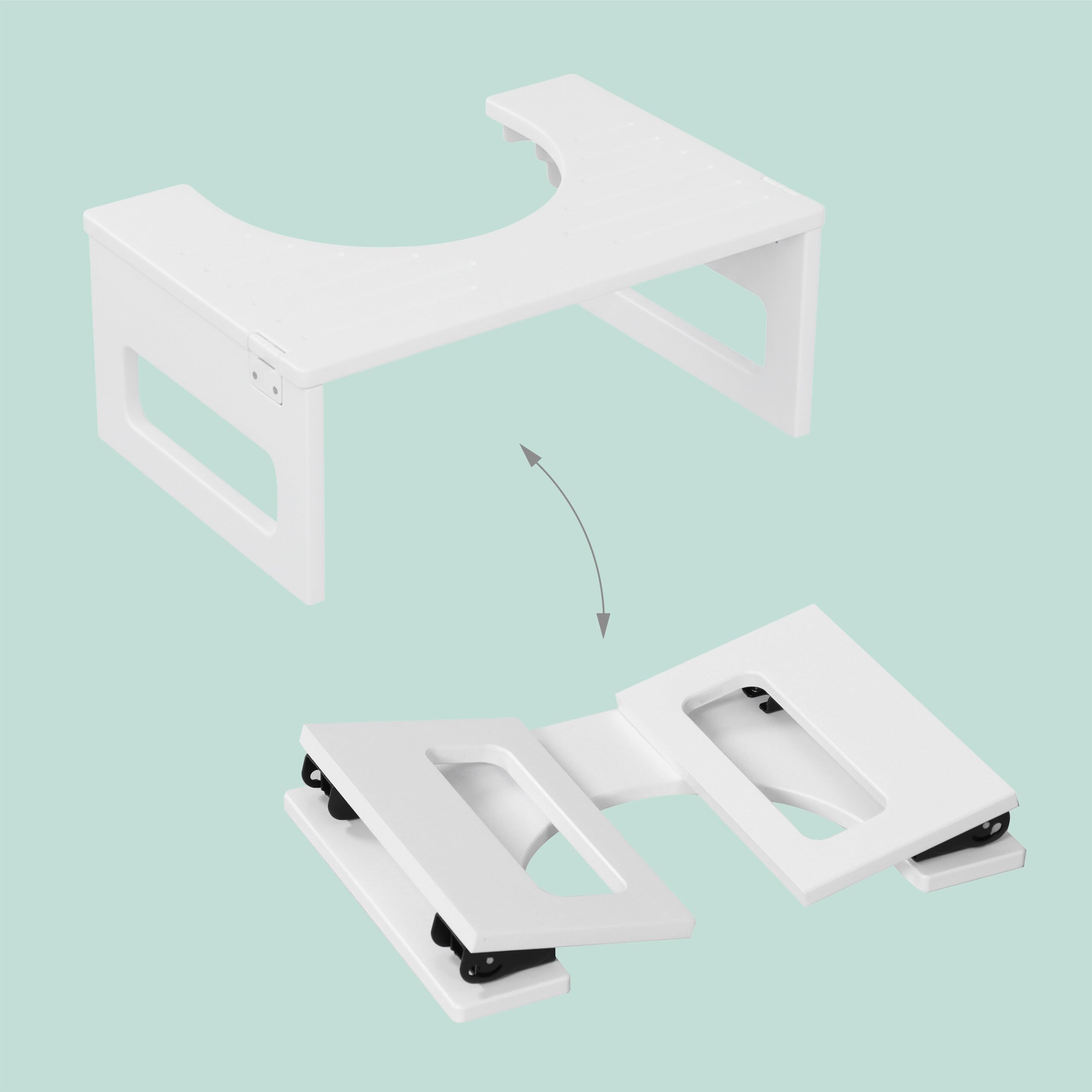 Relaxdays Taburete Inodoro Plegable para Adultos de bambú, Antideslizante, 18×43×27,5 cm, Blanco