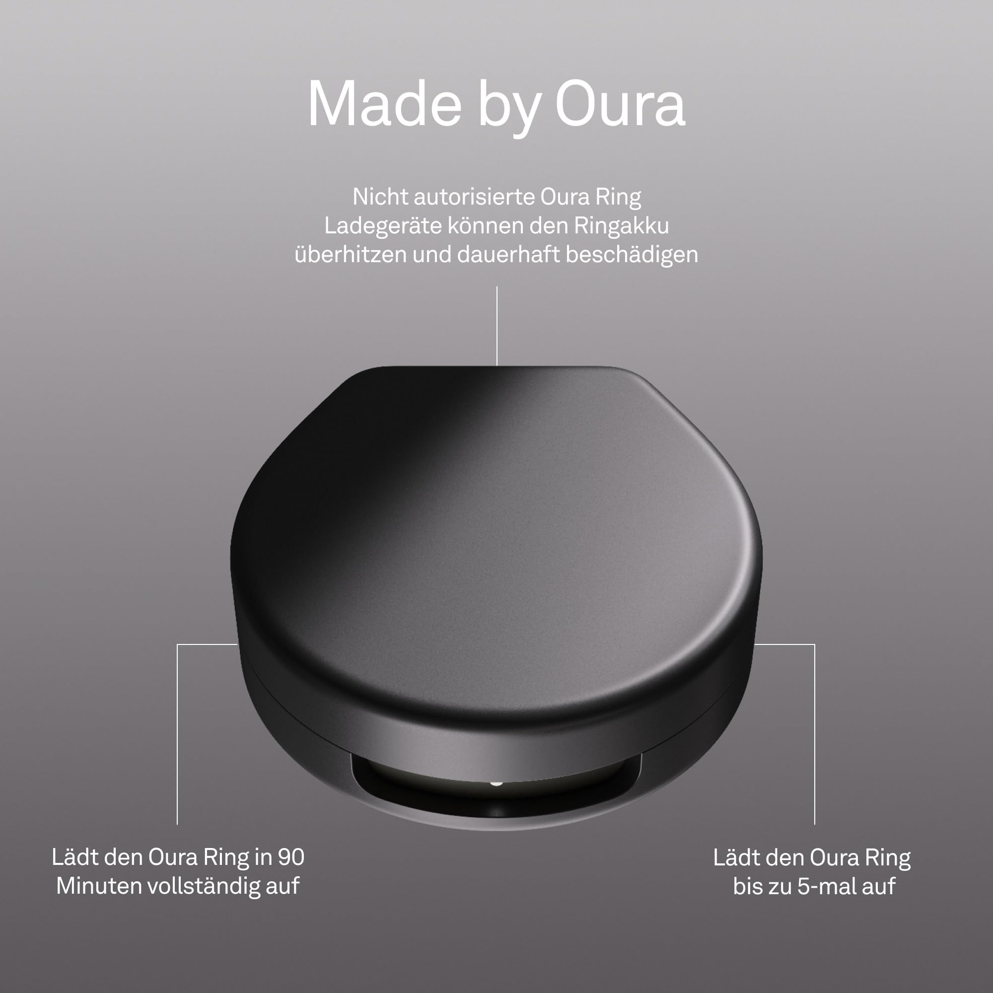 Oura Ring 4 Ladeetui (USB-C-Kabel Nicht im Lieferumfang enthalten) – dunkelgrau – Größe 8 – bis zu 5 Ladungen/1 Monat Ladekapazität, Laden innerhalb von 90 Minuten