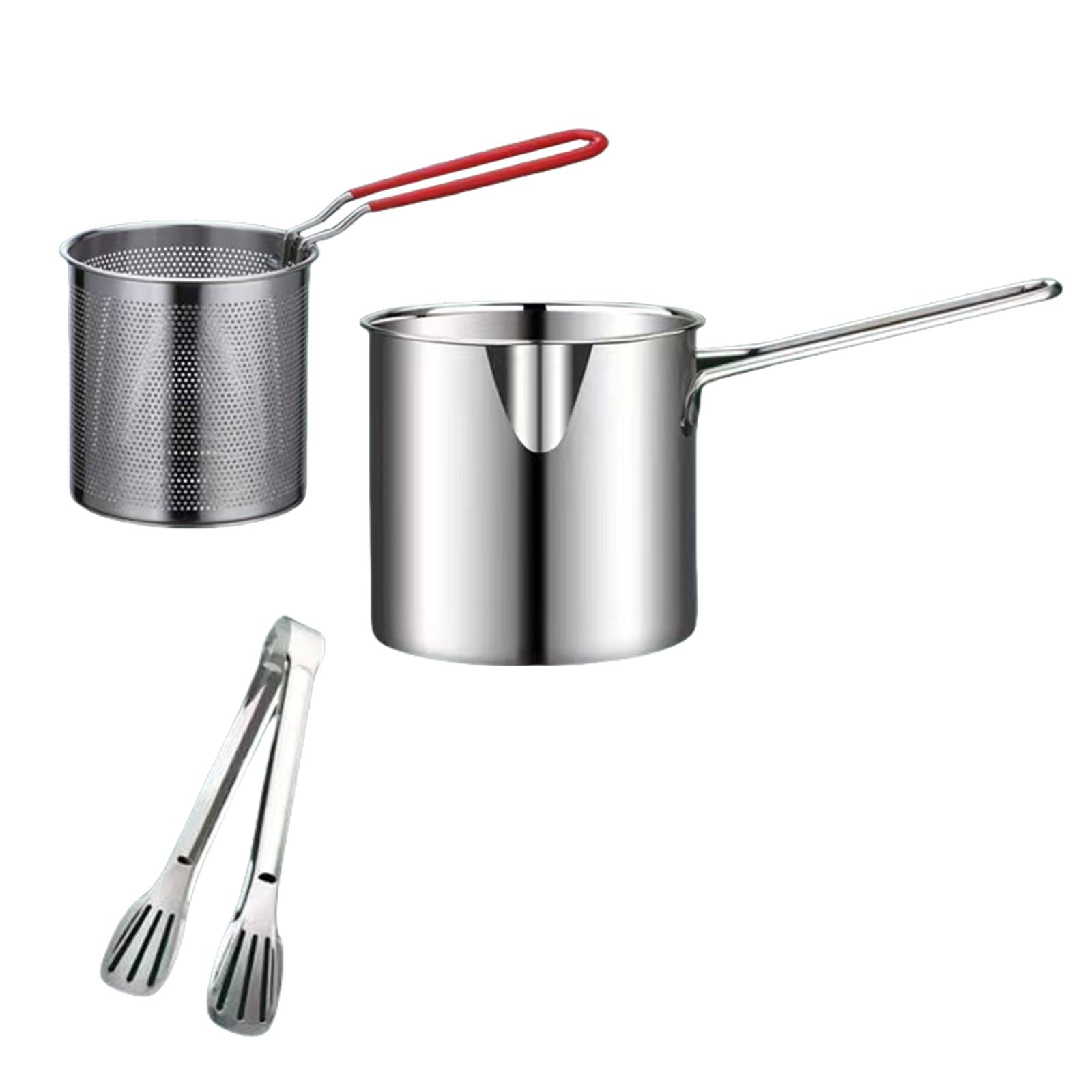 Nucelit Professional 304Stainless Steel Frying Pots Kitchen Frying Pans with Removable Basket Suitable for Pots
