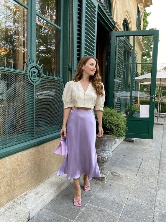 Satin Midi Skirt High Waist Silk Skirts For Women