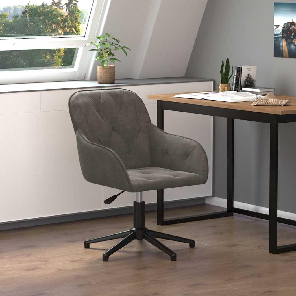Silla de oficina giratoria gris oscuro terciopelo