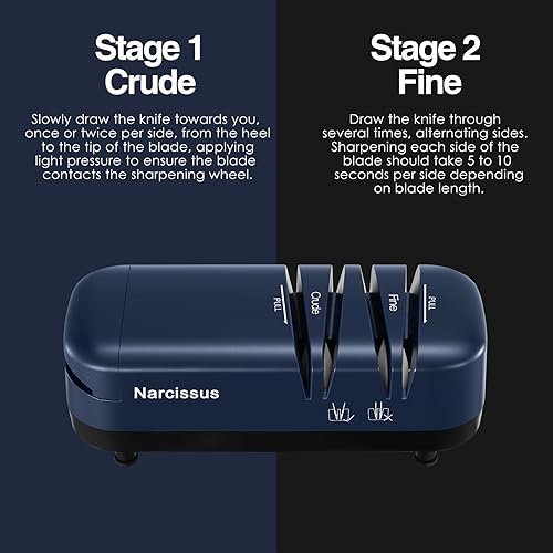 Miniatura 4 de Narcissus Afilador de cuchillos eléctrico, afilador de cuchillos profesional para el hogar, 2 etapas para afilado y pulido rápidos, con afilado de