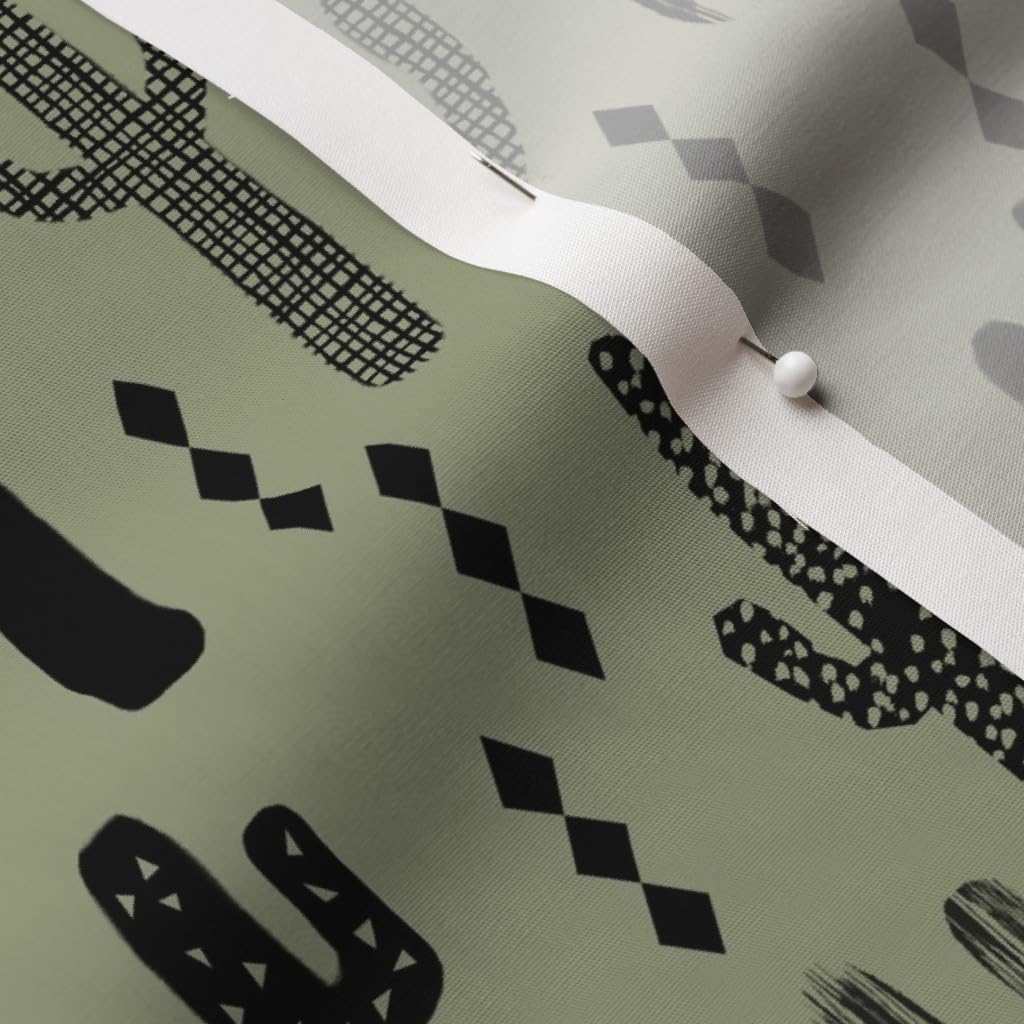 Spoonflower Fabric - Cactus Dark Green Nursery Boy Kids Outdoors Southwest Printed on Cotton Poplin Fabric by The Yard - Sewing Shirting Quilting Dresses Apparel Crafts
