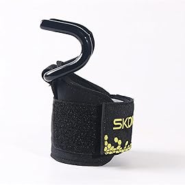 SKDK Strong Cotton Power Lifting Straps Wrist Grips-Deadlift Straps with Neoprene Wrist Padded and Anti-Skid Silicone-for Weightlifting Bodybuilding(Pair) (Lifting Hooks)