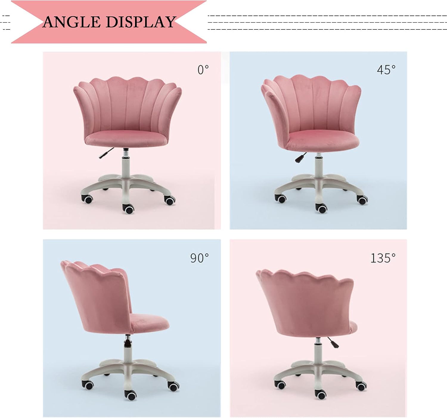 モダンなオフィスチェア、人間工学に基づいた回転コンピュータデスクチェアバニティチェアアームレス回転椅子、ランバーサポート付き