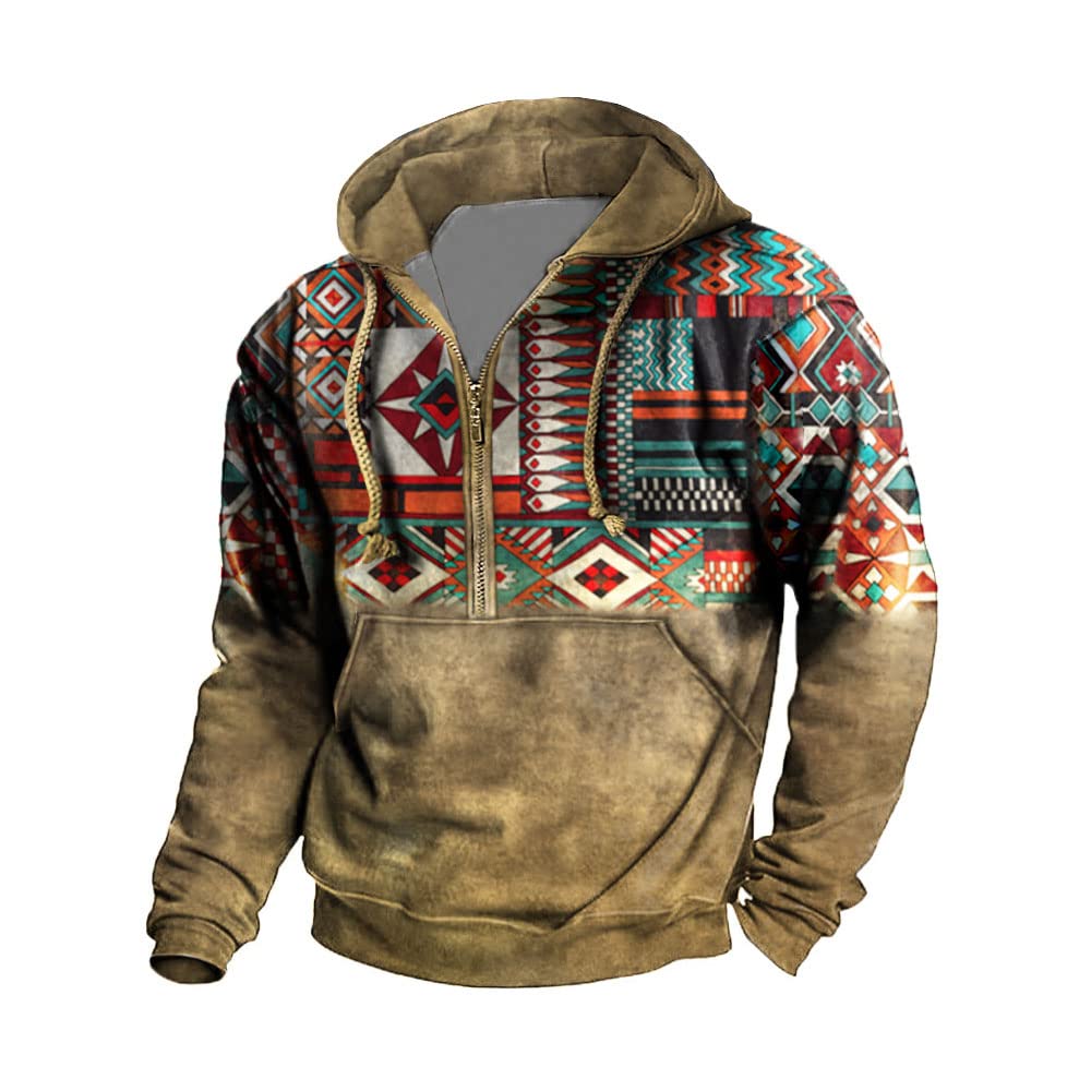 Evlcosmens Aztec Hoodie Tribal Ethnic Print Long Sleeve Graphic