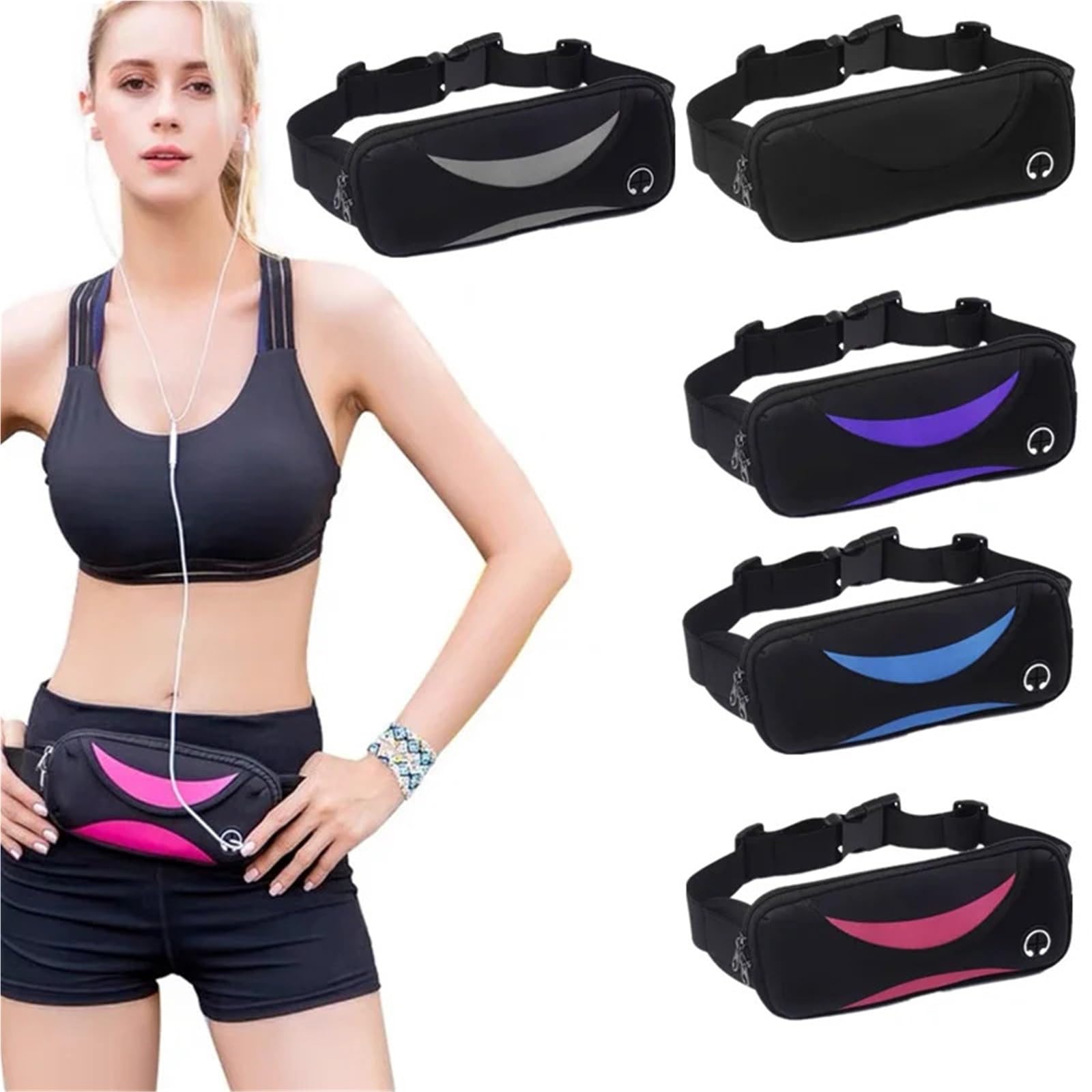 Sac de Taille étanche Unisexe, Sac de Taille de Course, Sac de Support de téléphone Portable, Sac de Fitness, Sac de Ceinture de Course pour Homme(Purple)