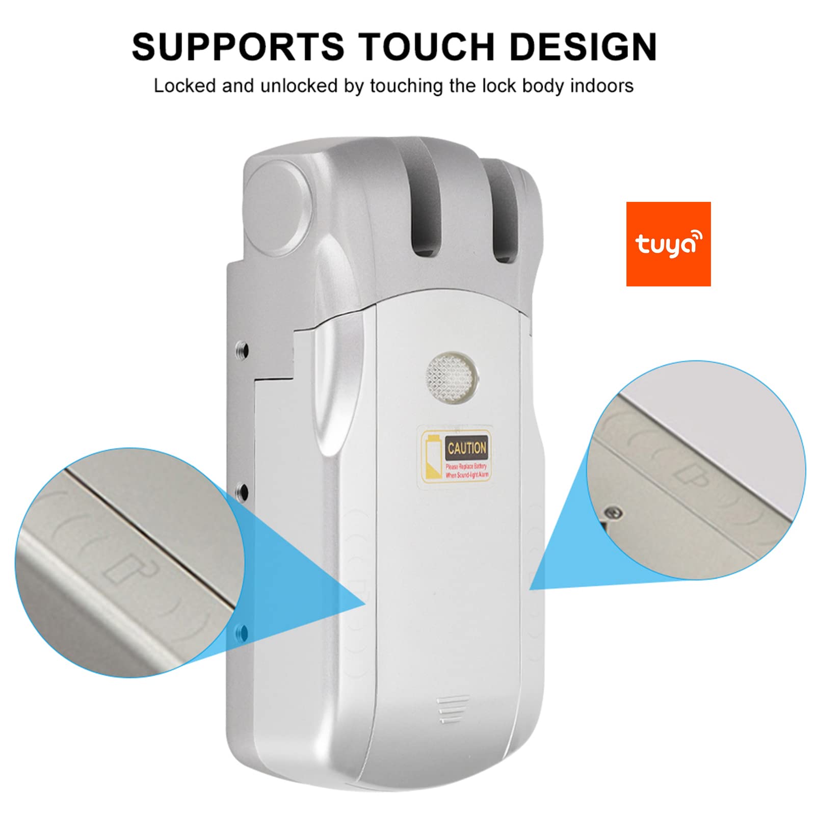 Serratura intelligente 010, serratura WiFi di sicurezza per porte, controllo remoto wireless con app tua, senza manopola tattile, design invisibile, per casa e ufficio moderno