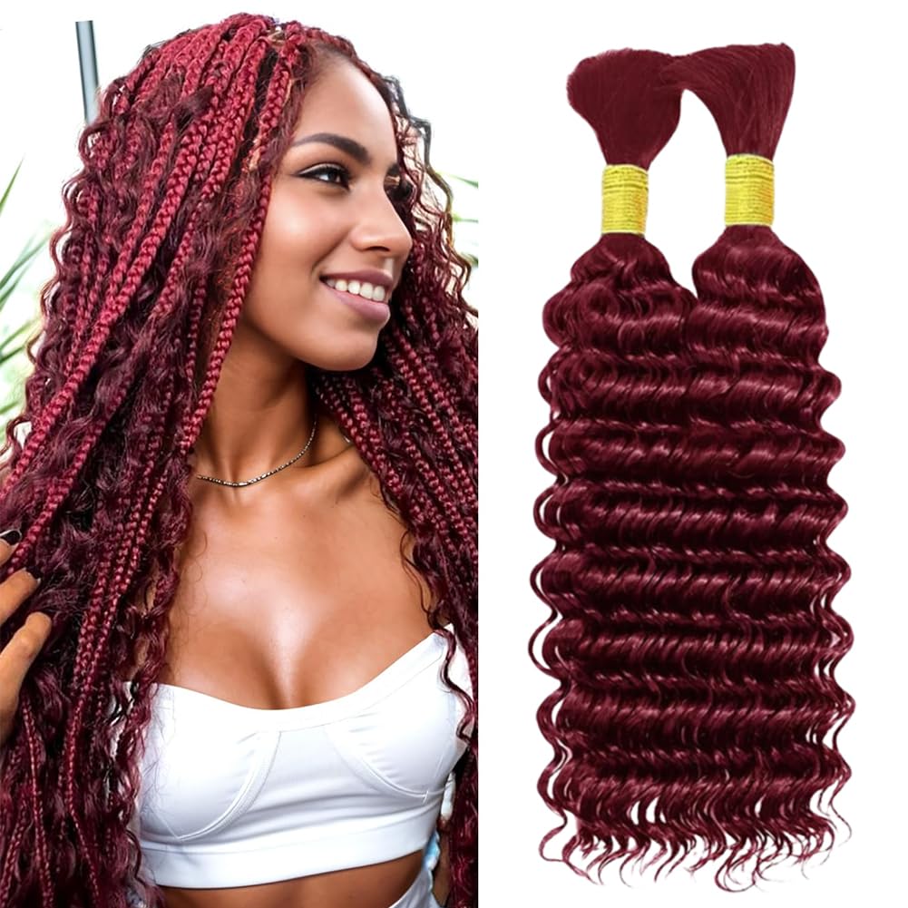 16 Inch Deep Wave Human Hair Bundle for Braiding Extensions Amazon.com : Human Braiding Hair for Boho Braids 100g 16  main image 2