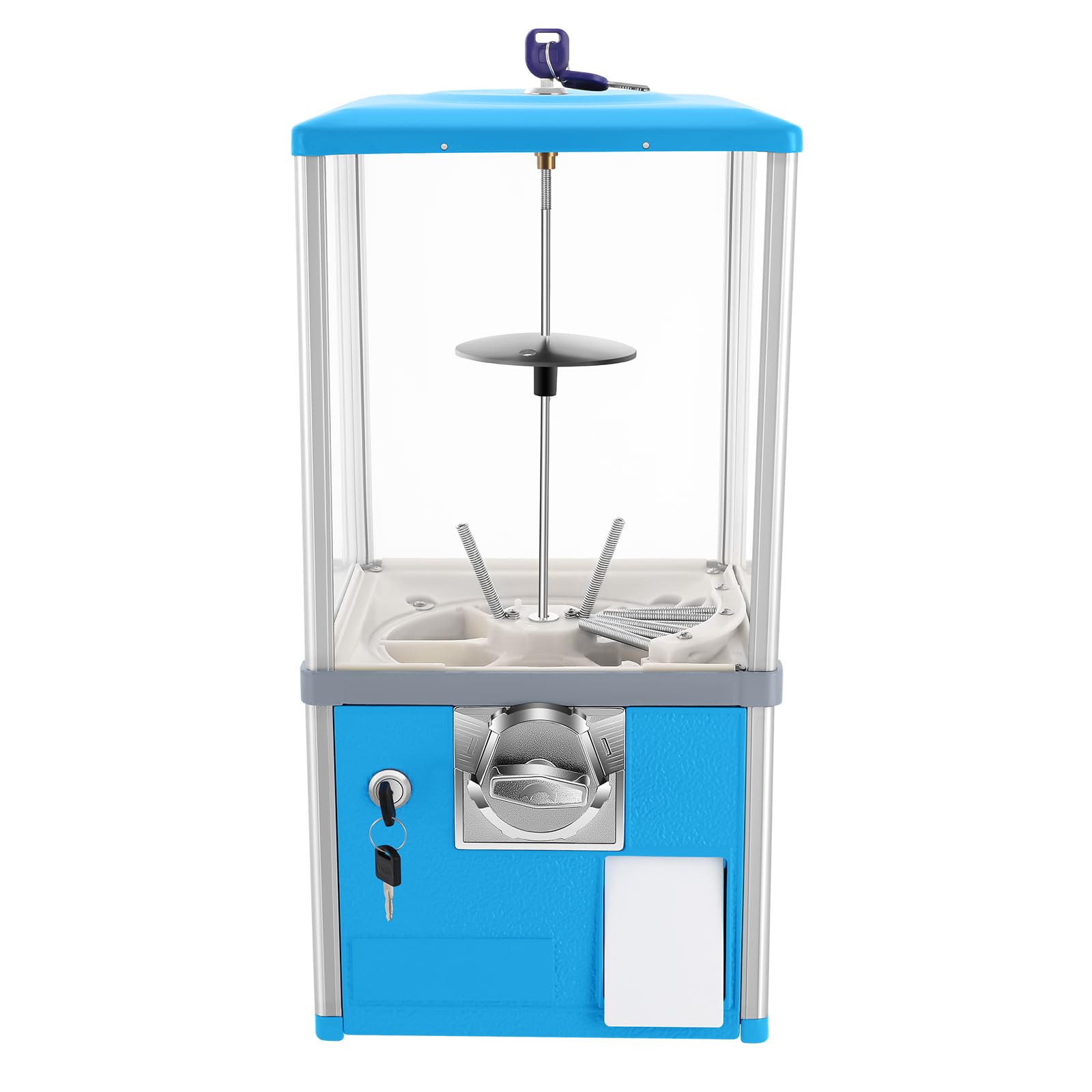 Mini Vending Gumball Machine, 25-Cent Vending Machines with Security Lock 20-Inch Home Vending Machine Small Capsule Vending Machine, Commercial Kids Gumball Machine for Game Retail Stores, Blue