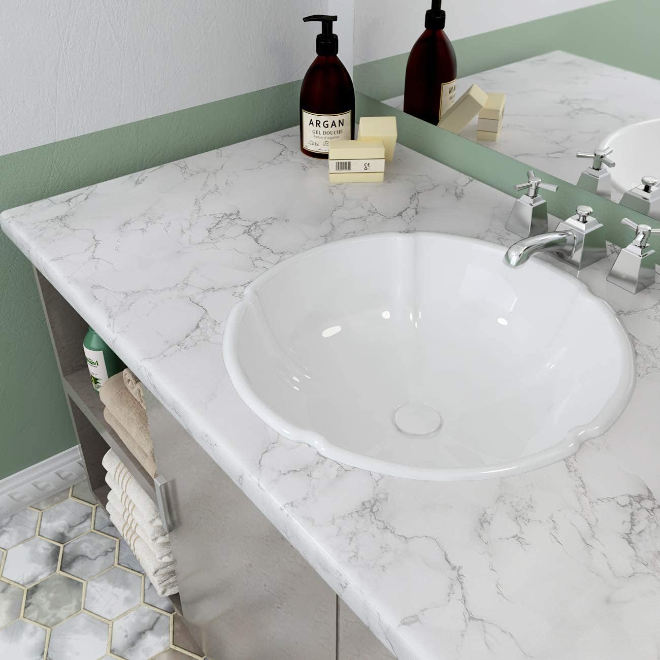 Decotalk 30"x400" Marble Contact Paper Peel and Stick White Marble Contact Paper Waterproof Marble Contact Paper for Counter Top Marble Wallpaper Removable Wallpaper for Bedroom Marble Vinyl Wrap