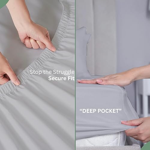 Miniatura 10 de Juego de sábanas bajeras extralargas de tamaño individual XL para cama ajustable, sábanas divididas tamaño King de 5 piezas, se adapta a sábanas